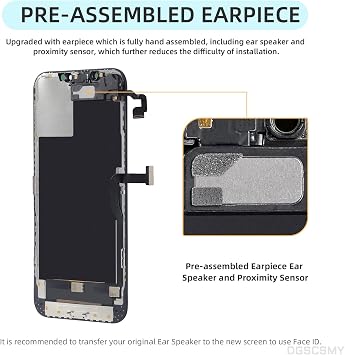 OLED iPhone 12 Pro Max用 イヤースピーカー付きスクリーン交換 | OLED 3D タッチディスプレイ デジタイザー 6.7インチ フルアセンブリ 近接センサー 修理ツール 修理キット フロントガラス A2342 A2410 A2411 A2412