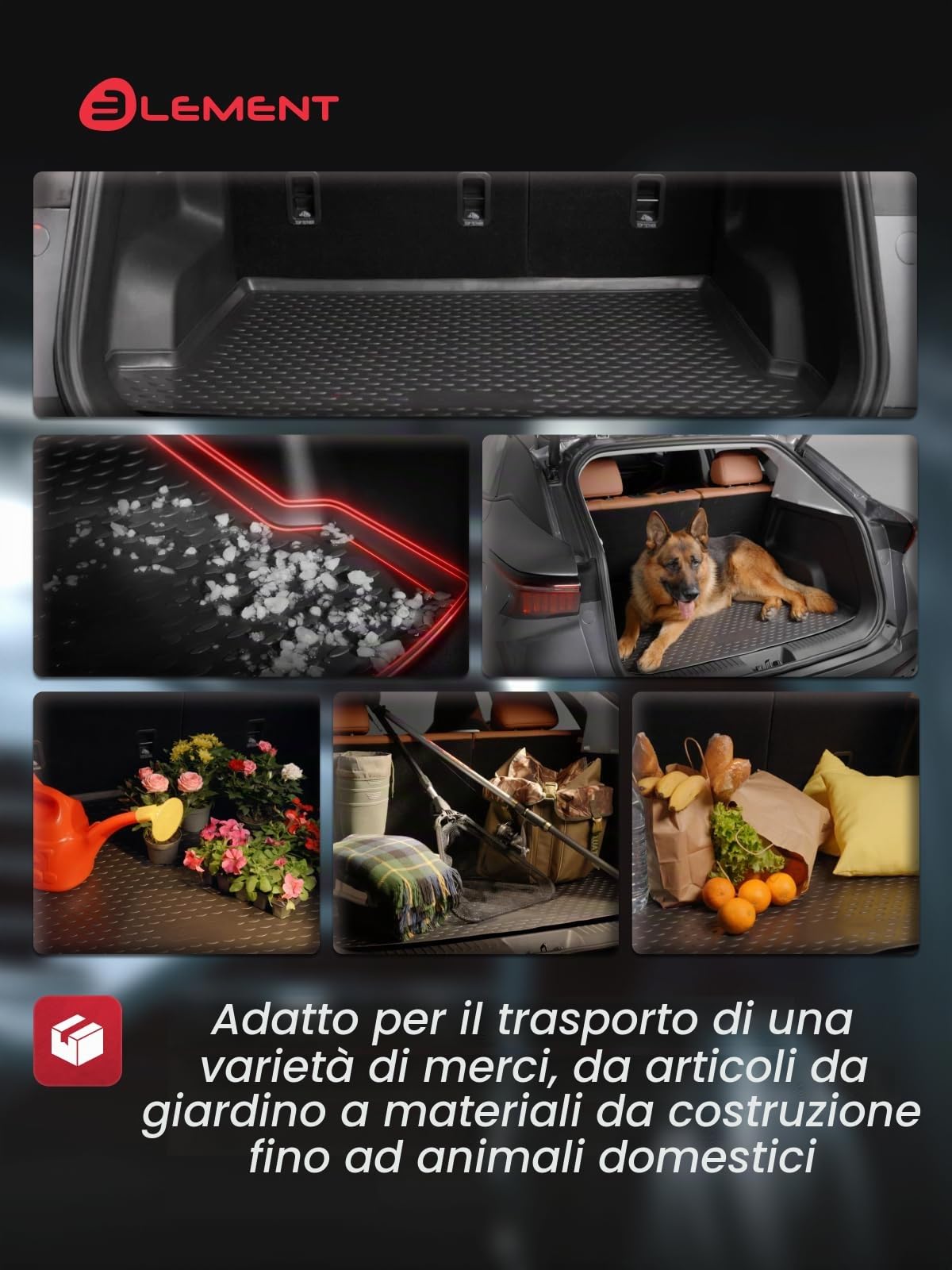 Element Tappetino bagagliaio premium su misura adatto per FORD Kuga, Mk 2 (II), 2013-2019, Fuoristrada 5 porte, 1 pezzo.