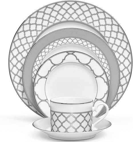 Miniatura 1 de Noritake Eternal Palace - Juego de vajilla de 5 piezas, color grisblanco