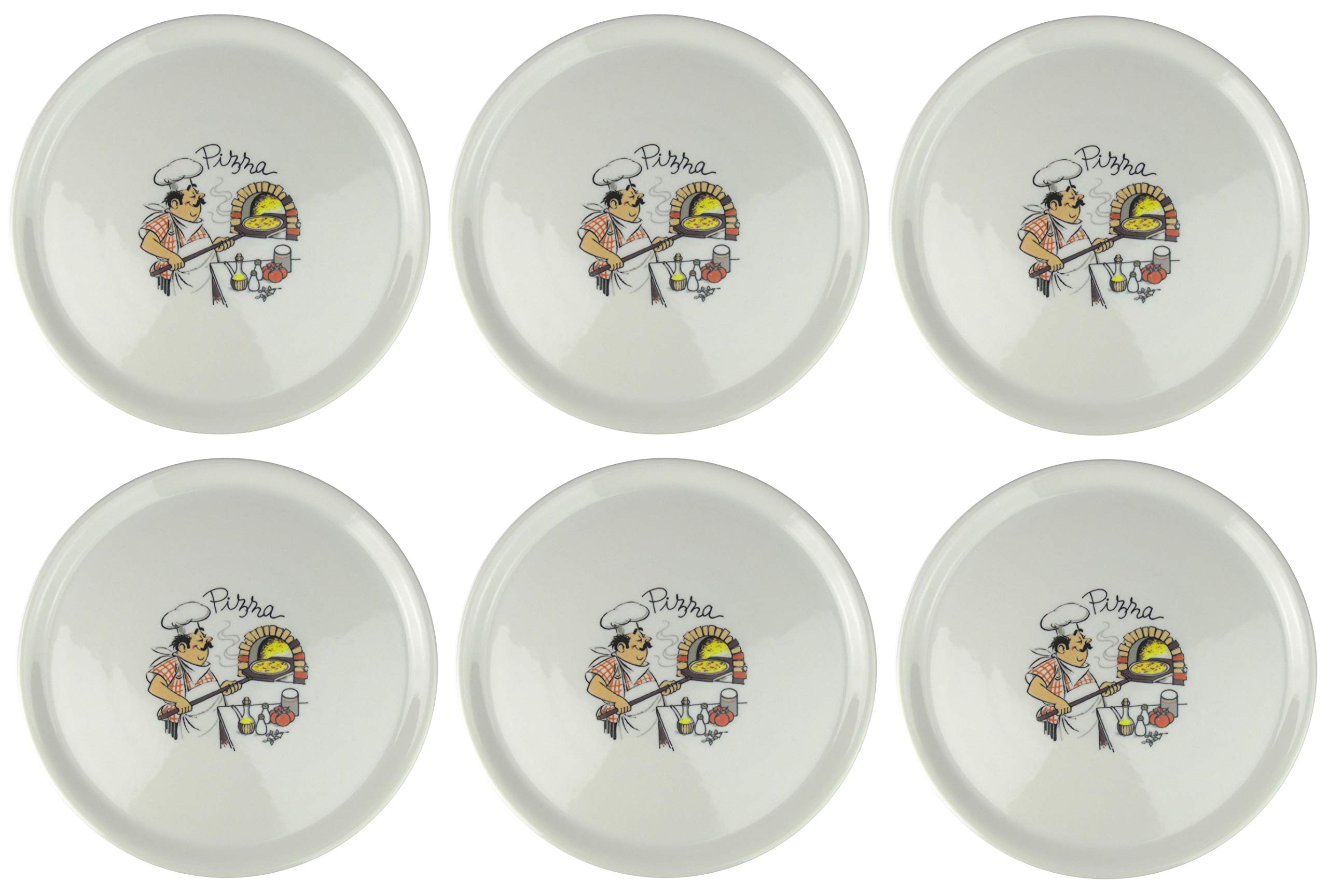 Saturnia Set di 6 piatti per pizza con decoro pizzaiolo Ø 33 cm