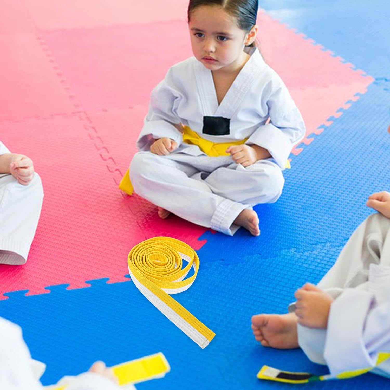Unomor Yellow Cotton Martial Arts Belt for Taekwondo Karate Grappling with Adjustable Length, Suitable for Grading Exams and Martial Arts Training for Students and Practitioners