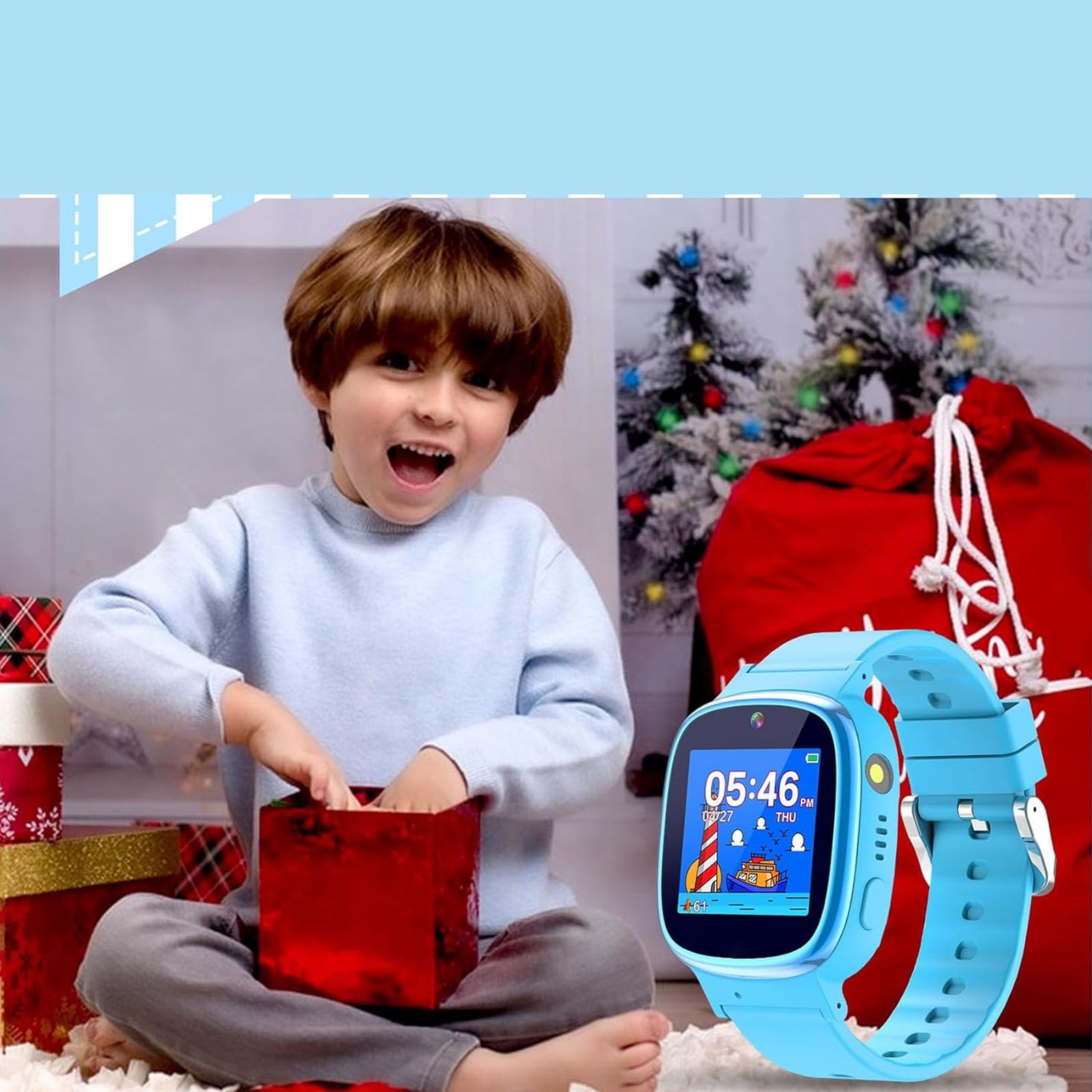 Inteligentny Zegarek dla Dzieci, Wodoodporny Smartwatch z Ekranem Dotykowym HD, 24 Gry, Aparat, Muzyka, Odtwarzacz Wideo, Budzik,Kalendarz,Latarka, dla Chłopców i Dziewcząt