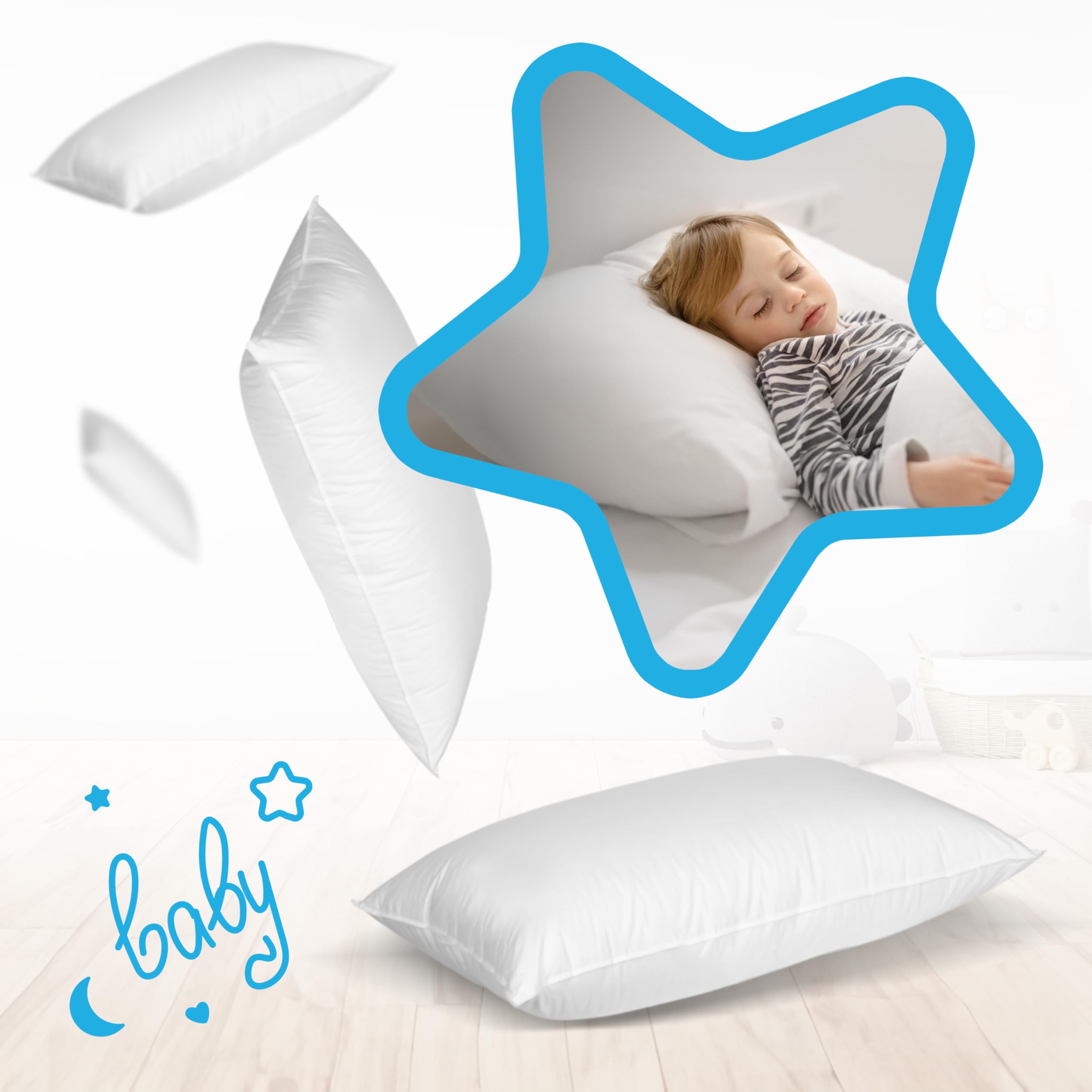 Coussin lit bébé 40 x 60 cm, 100 % fabriqué en Italie et OEKO-TEX®, hypoallergénique et anti-acariens avec revêtement 100 % coton, doux, lavable, sûr, confort et sécurité pour le sommeil de votre