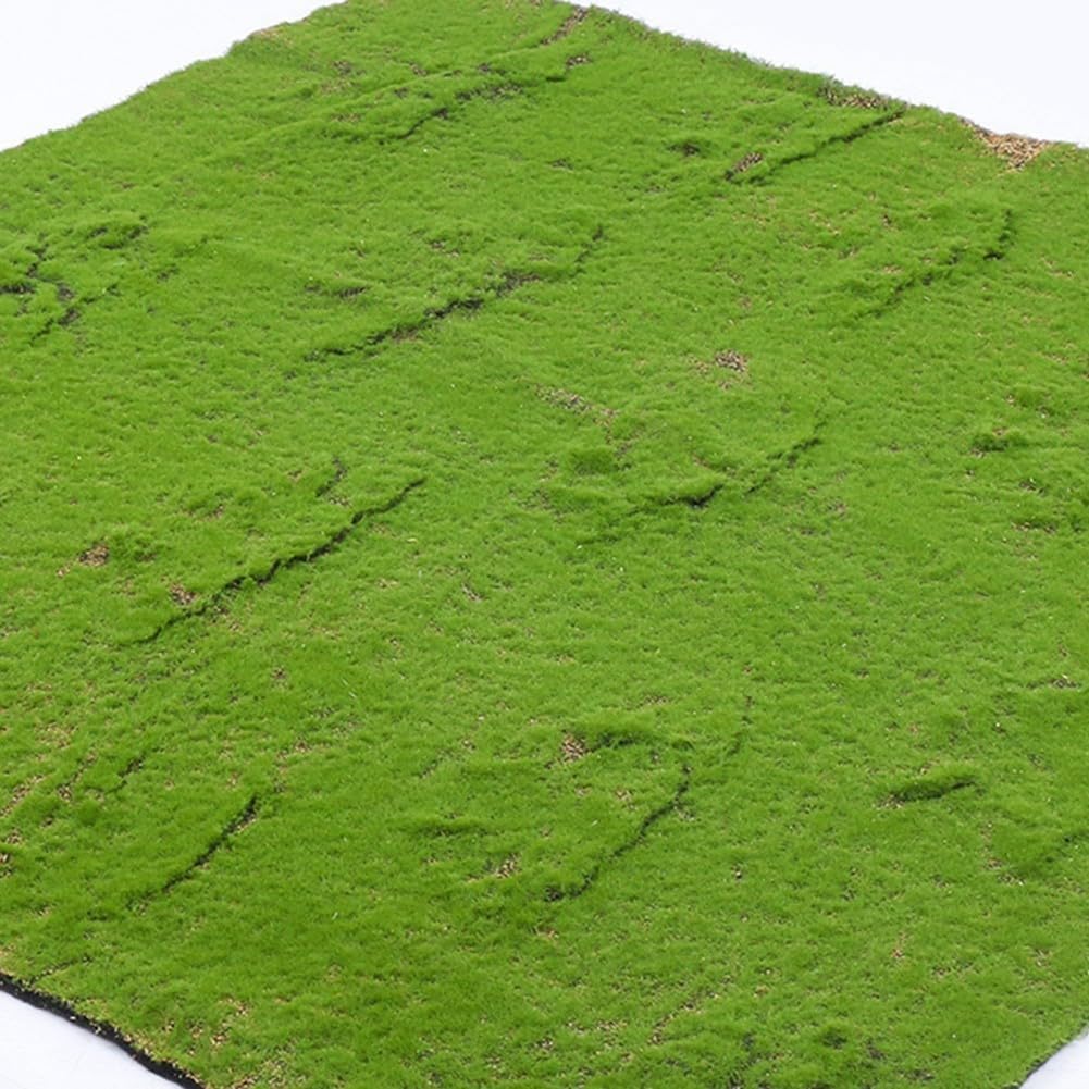 Artificial Moss Mat 100 x 100 cm Silk Cotton Faux Grass Rug for Indoor Outdoor Home Garden Office Patio Balcony Decoration Green Plant Wall Simulation(Red base moss)