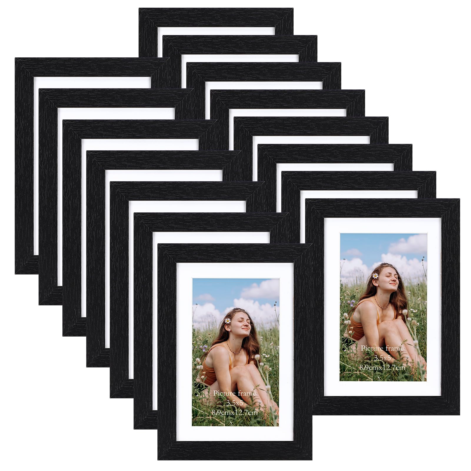 Cadres photo 10x15 en bois véritable noir avec passe-partout de qualité galerie