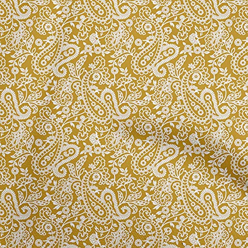oneOone Cotton Poplin Gamboge Yellow Fabric Block Sewing Material Print Fabric By The Yard 42 Inch Wide