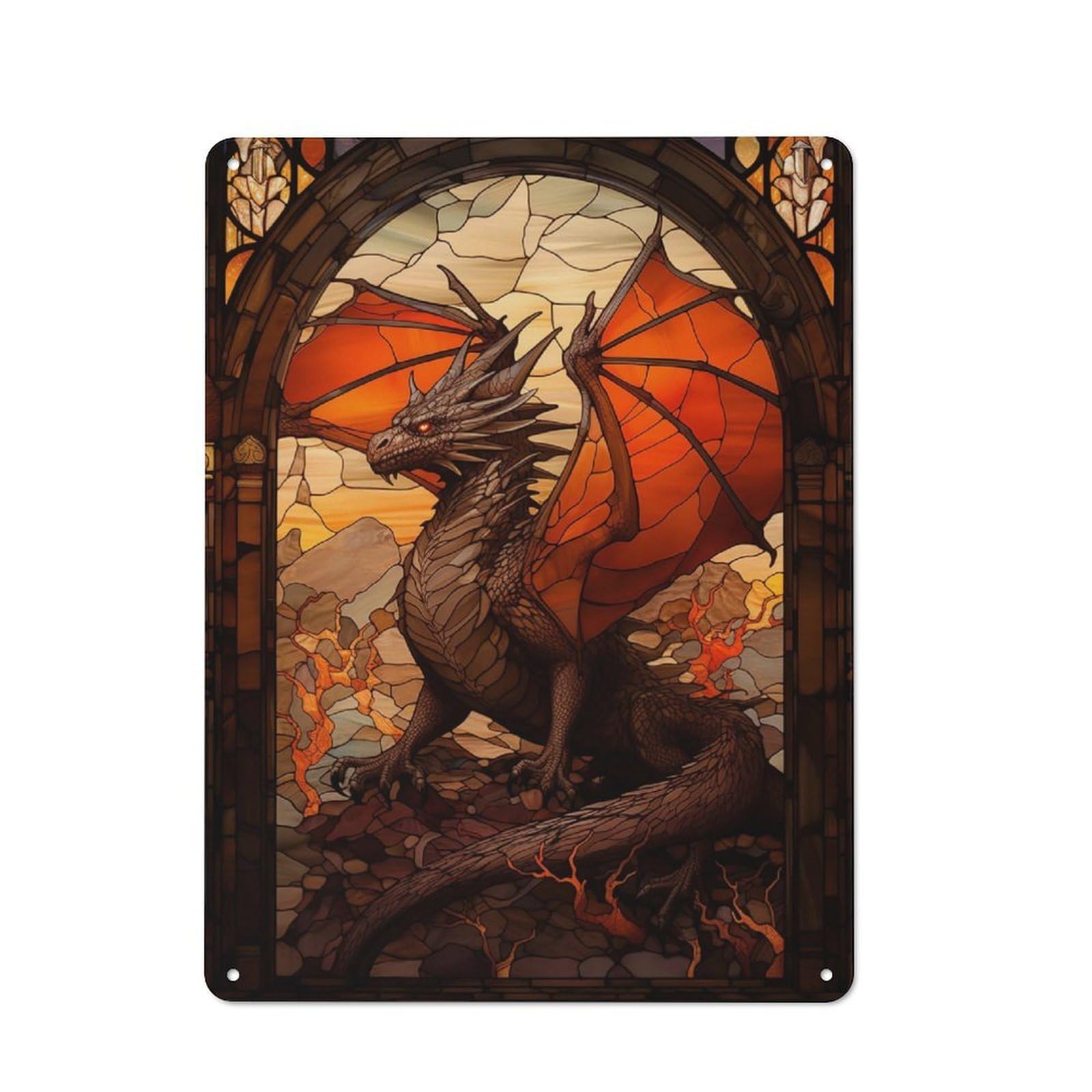 Junmoney Dragon In A Glass Vintage Printed Metal Sign 40X30cm For Bar Or Restaurant, For Restaurant Interior Fans