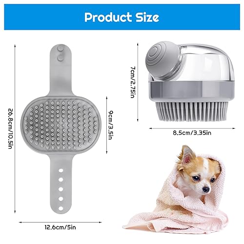Miniatura 2 de 2 cepillos de masaje para ducha de mascotas, cepillo multifuncional para ducha de mascotas, cepillo dispensador de champú para ducha de perros y