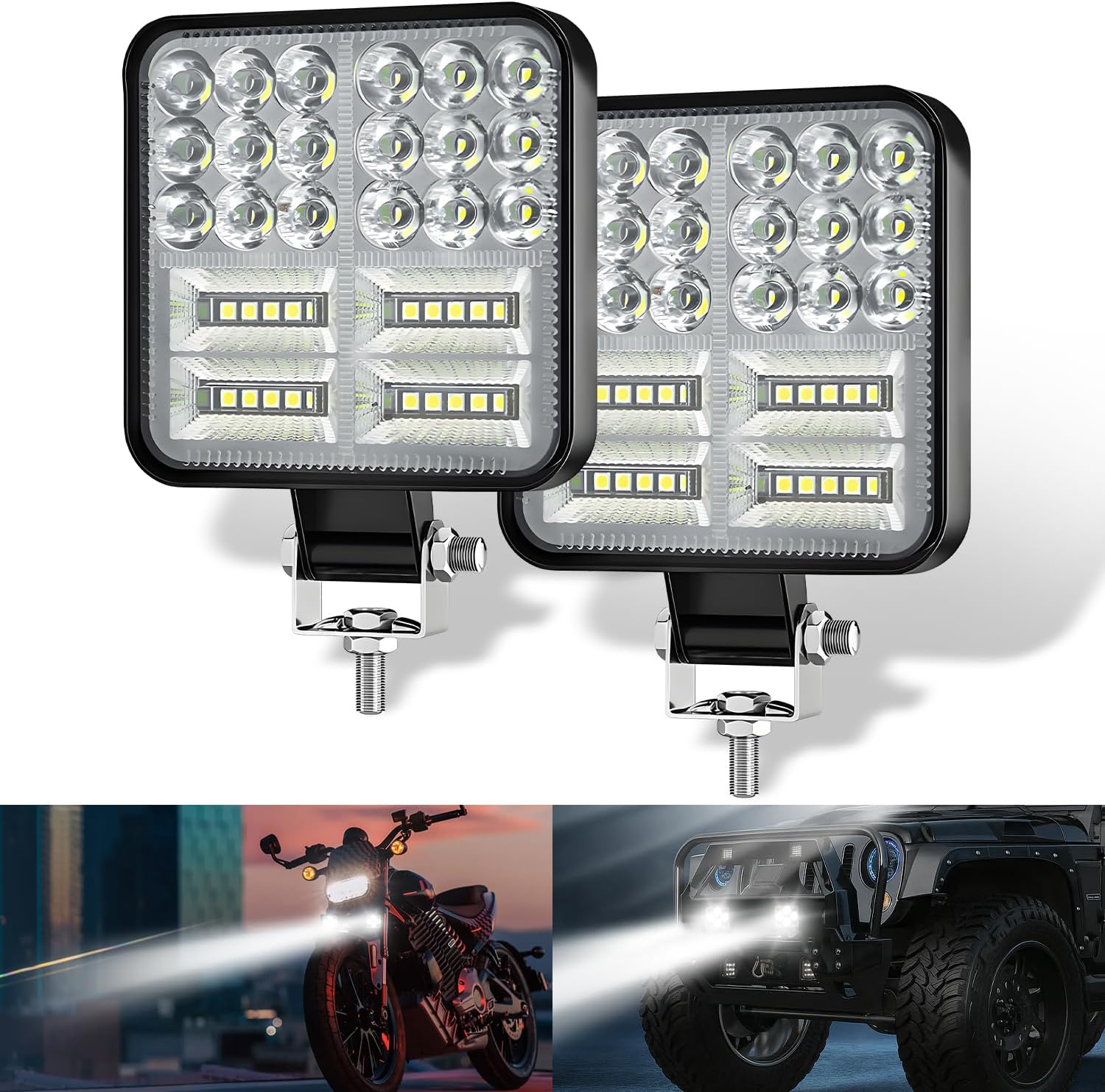 2 PCS 3.5 Inch LED Light Pods, 12W Tractor Work Light 9-80V, Square Flood LED Off Road Backup Lights for Truck ATV UTV Boat Mower Golf Cart