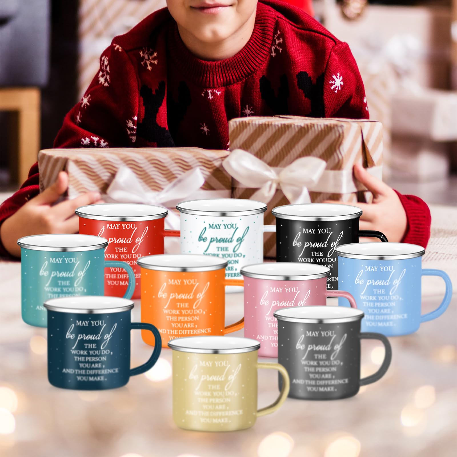 YHRJWN Inspirational Team Mugs - Set Of 4, 11 Oz Ceramic Coffee Cups With Encouraging Quotes, Employee Gifts