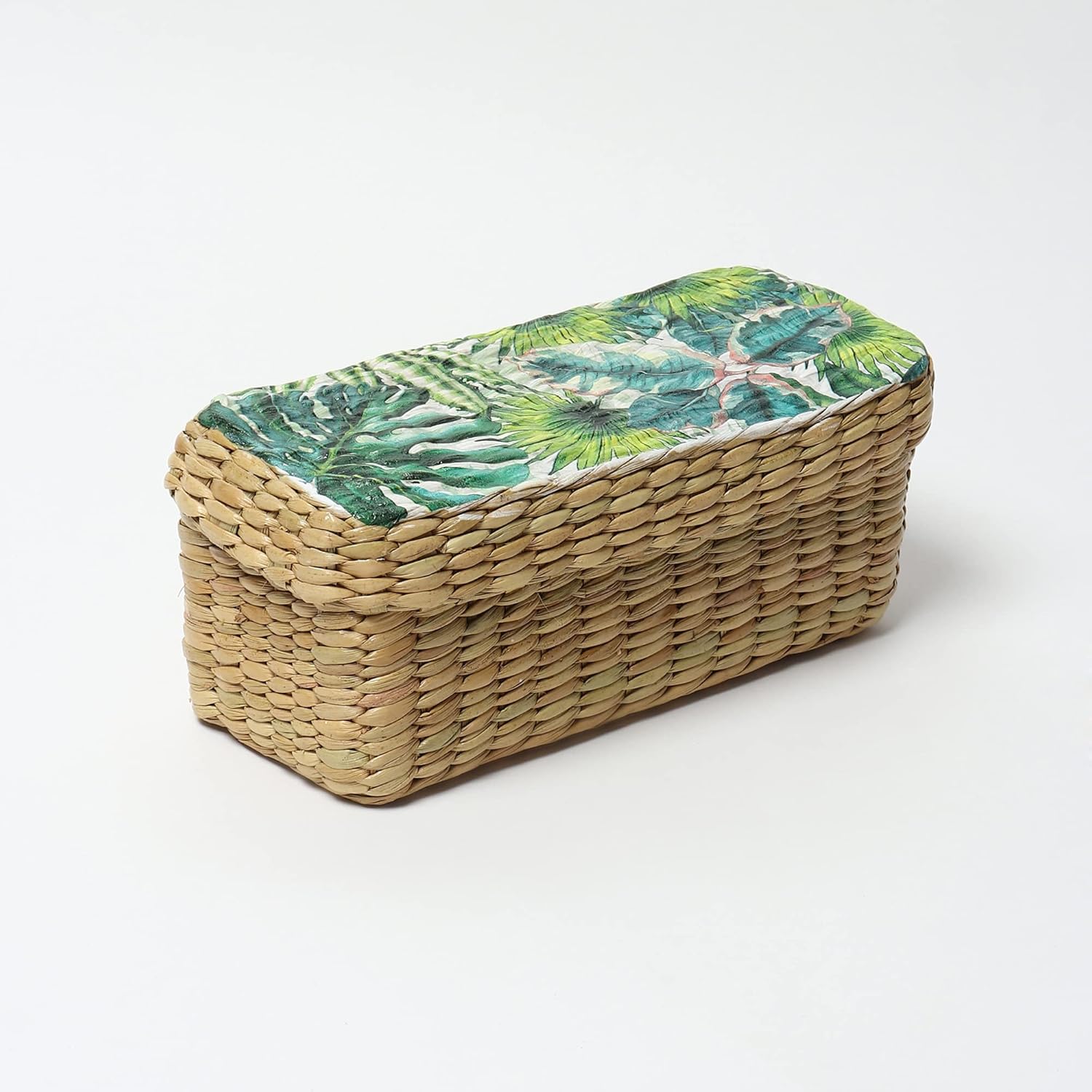 Storage Basket with lid | Cane Baskets for Storage | Jute baskets | Bamboo basket (Sizes - 26 x 12 x 10 CM (01))
