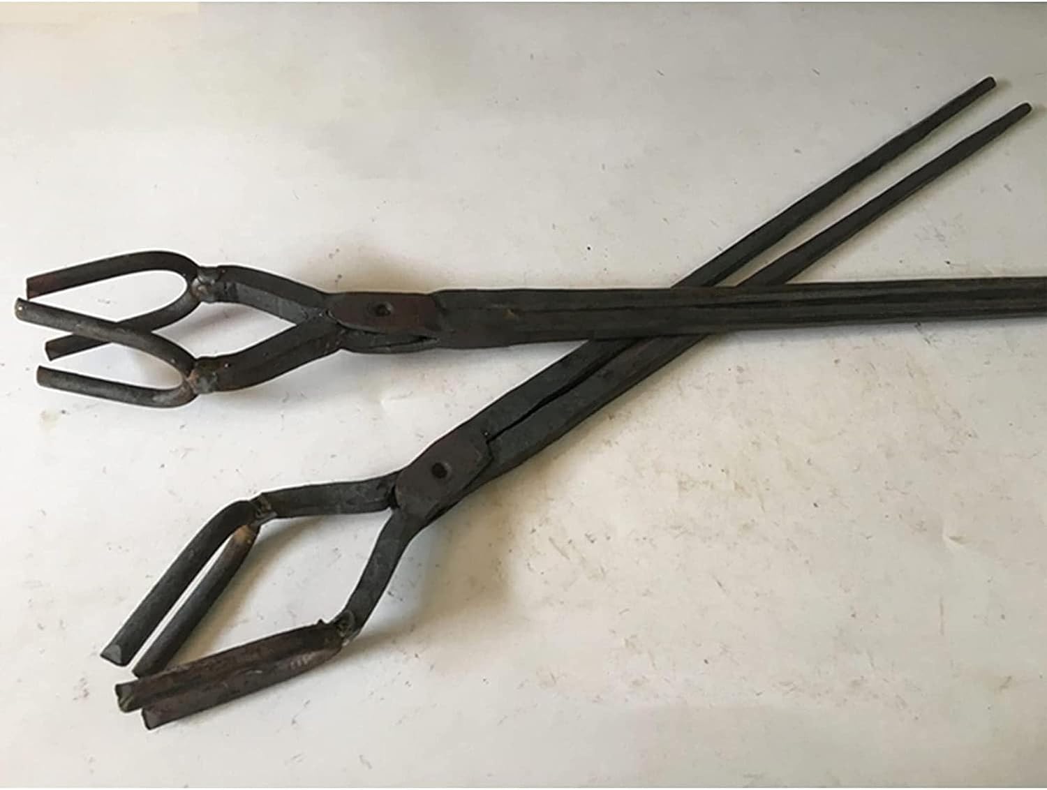 300mm Blacksmith's Tongs, Four Jaw Forged Steel Tongs for Knife Making & Blacksmithing