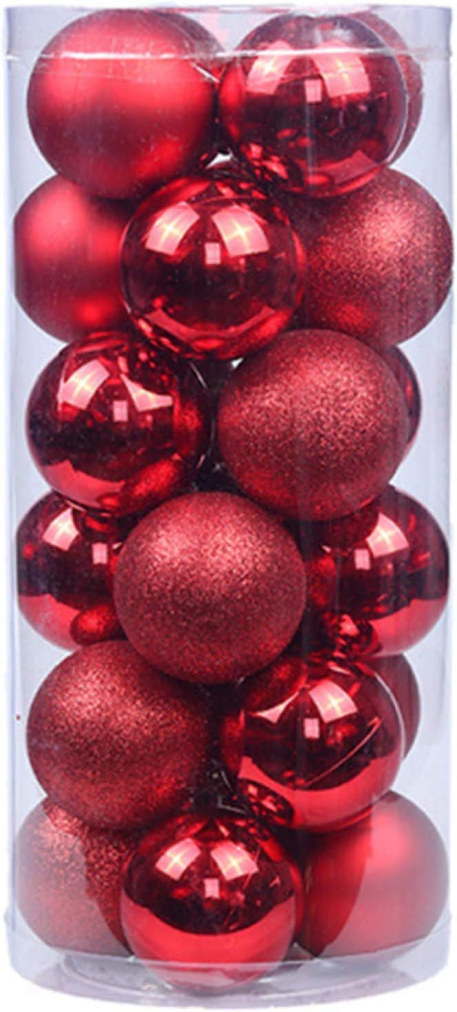 Christmas Baubles, 24 pcs Christmas Balls Ornaments for Christmas Tree Small Shatterproof Hanging Ball Baubles for Xmas Holiday Wedding Party Decorations Home Festival Decors Xmas Gifts Red 3cm