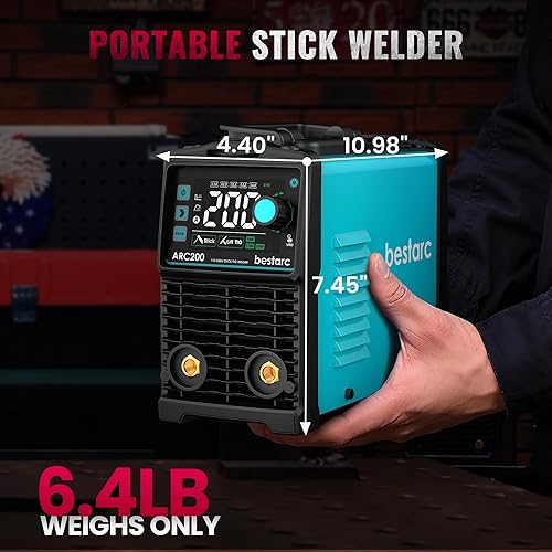 Miniatura 6 de bestarc Soldador de palo, máquina de soldadura TIG ARCLift de pantalla LED grande de 200 amperios, voltaje dual de 110 V220 V, inversor IGBT