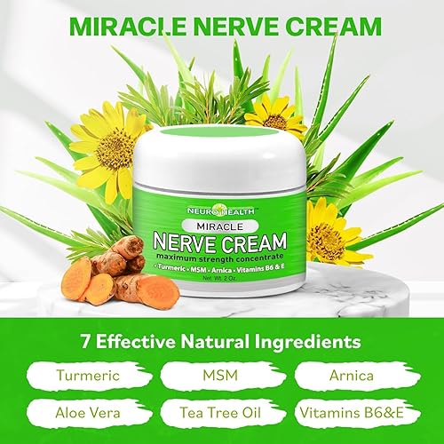 Miniatura 2 de Miracle Nerve Cream Máxima fuerza Mezcla de cúrcuma y árnica para aliviar molestias neuropatía Fórmula calmante para pies y manos con MSM, B6, E