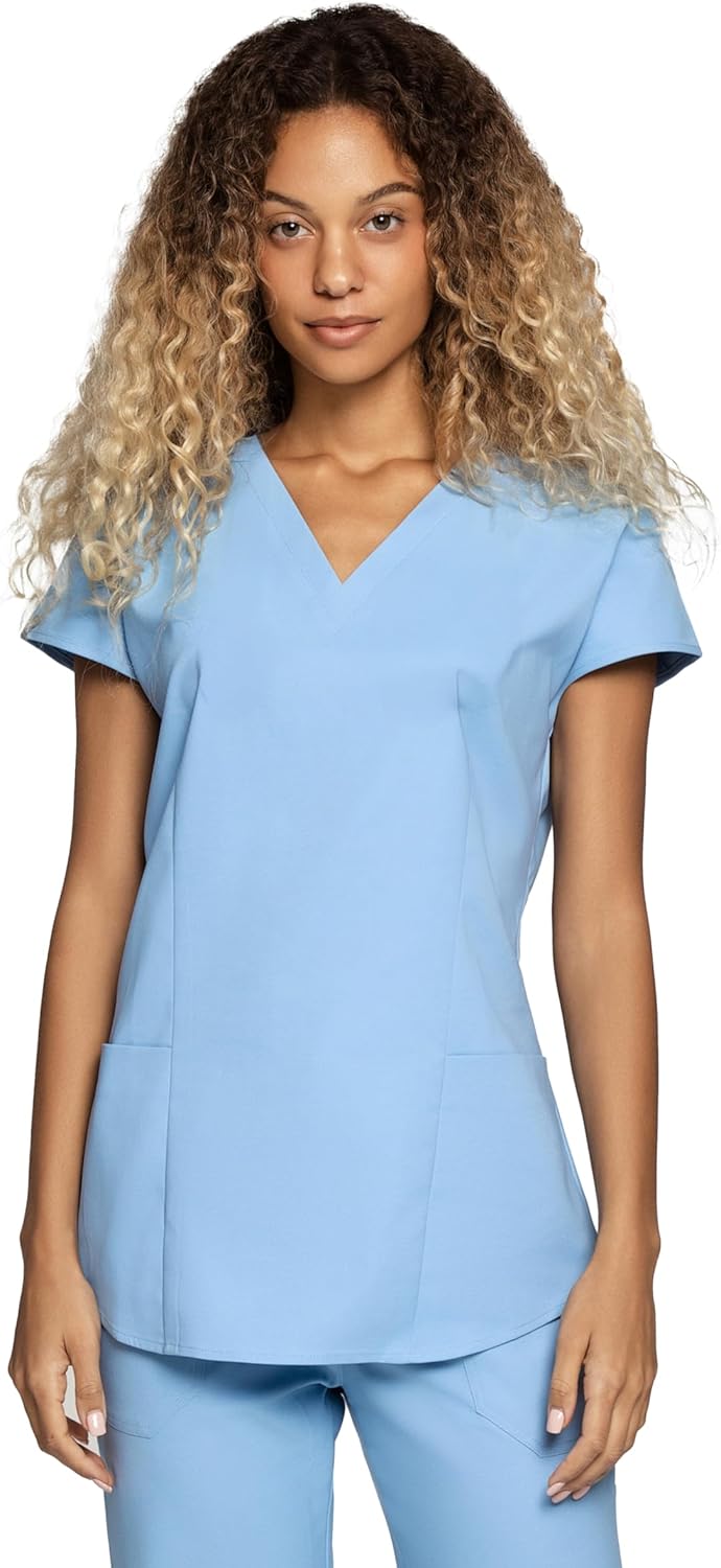 Acadia Gilda Fitted V-Neck Scrub Top for Women: Slim Fit, 2 Pockets, High-Performance, Easy-Care Women Scrub Top