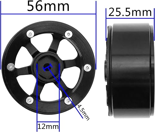 Miniatura 7 de Paquete de 4 ruedas Vgoohobby de metal Beadlock de 1.9, juego de llantas de 6 radios compatibles con Traxxas TRX4 Axial SCX10 AXI03007 Tamiya CC01