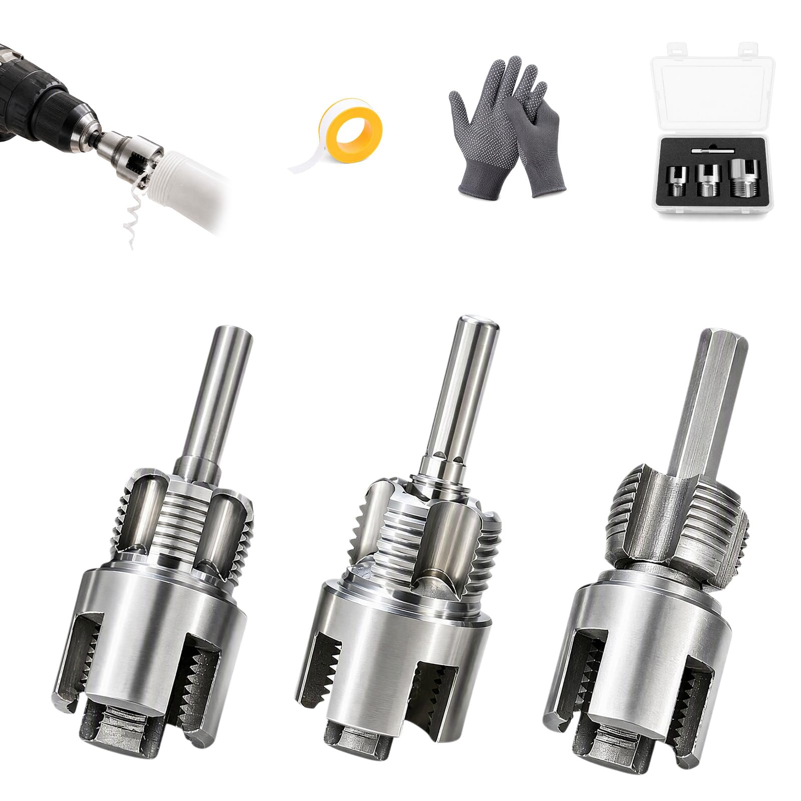6Pcs Pipe Thread Cutting Tool, Internal & External PVC Threading Set
