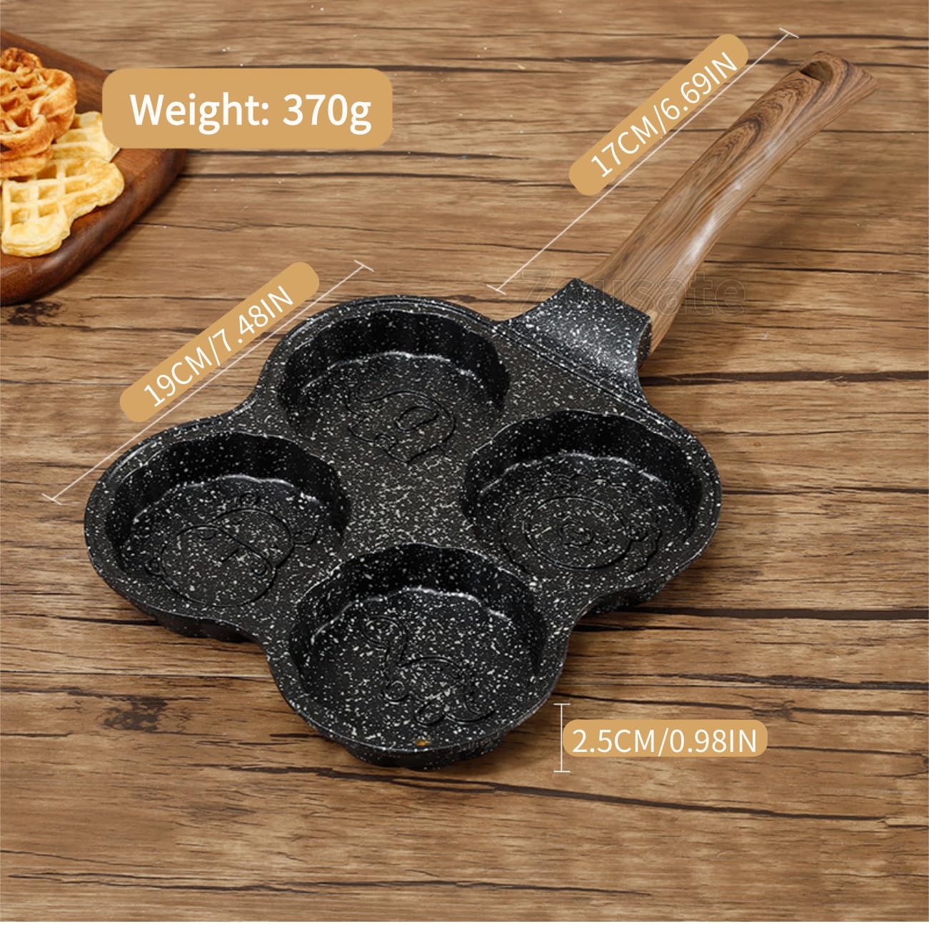 Tissting Omelette Pan, Nonstick 4-Cup Aluminium Skillet with Heat-Resistant Handle for Cooking Pancakes Eggs and Breakfast - Image 4