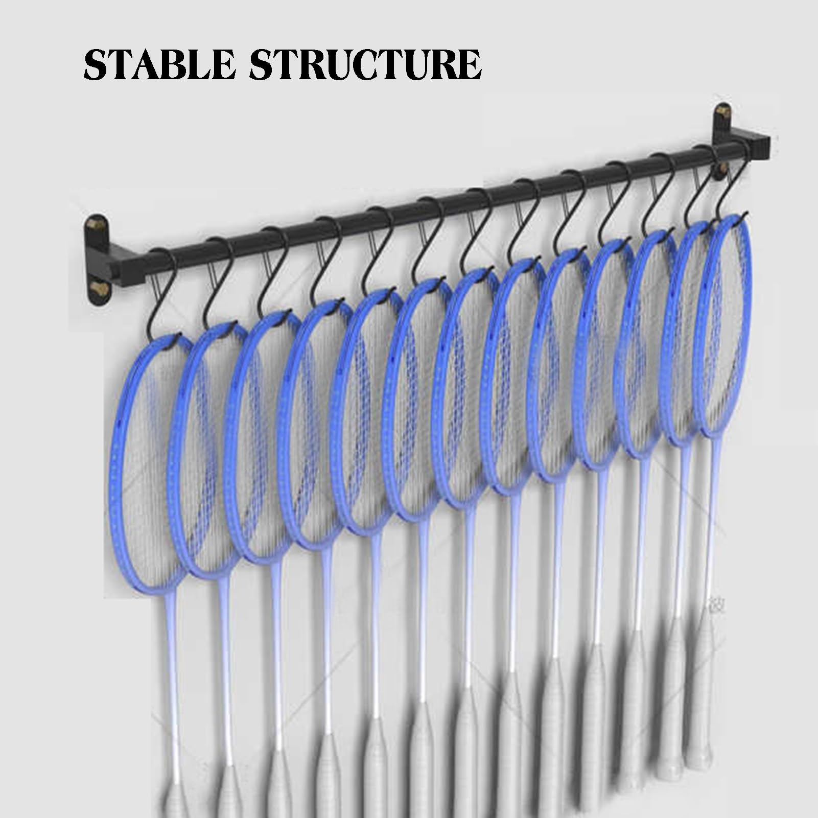 Supporto for Racchette da Tennis, Supporto da Parete for Racchette da Tennis con più Ganci, Supporto for Racchette da Tennis, può Contenere più Racchette da Badminton(65cm)