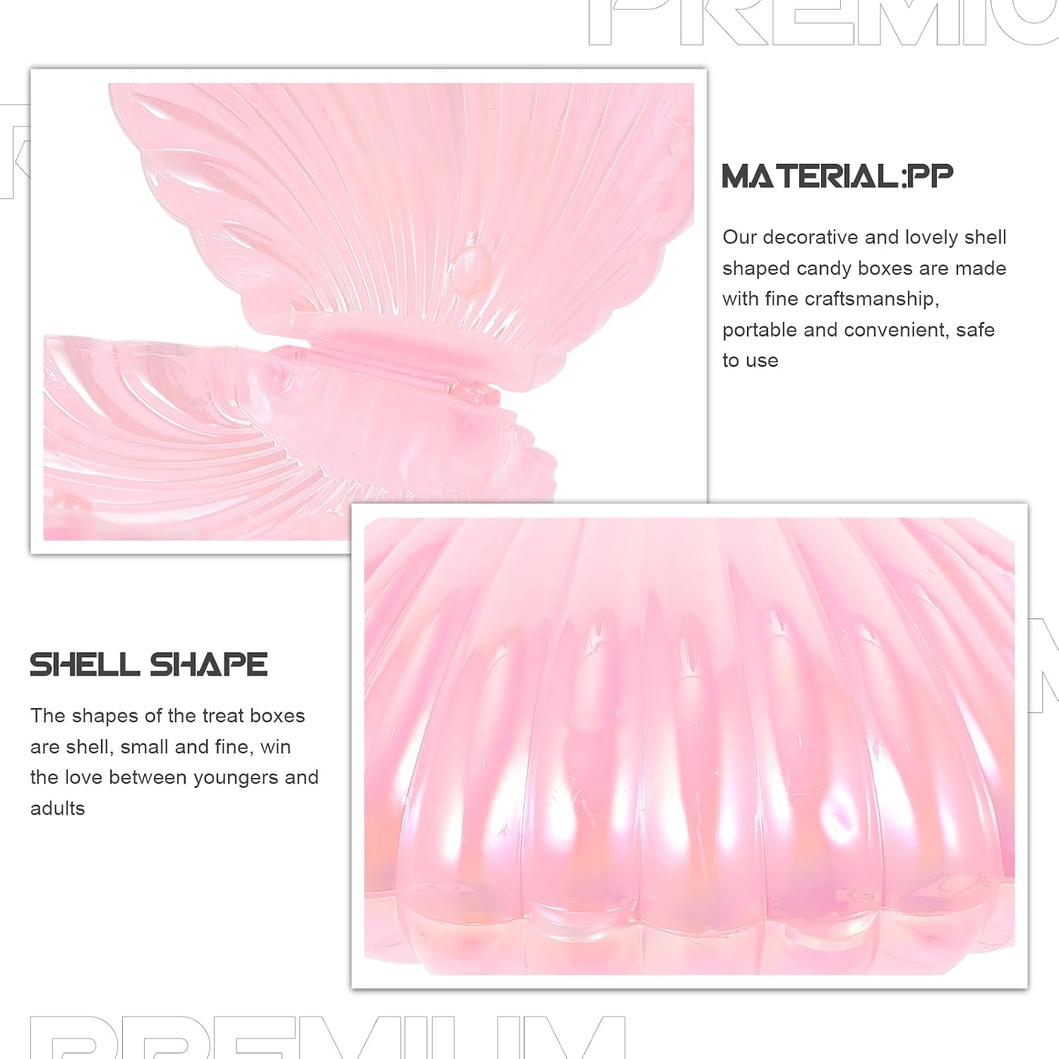 Luxshiny Shell Candy Boxes 10 pack Pearlescent Seashell Storage Containers for Jewelry Chocolate Small Treats Wedding Party Favors Baby Shower Birthday 3.58 X 3.03 X 1.77 in image 3