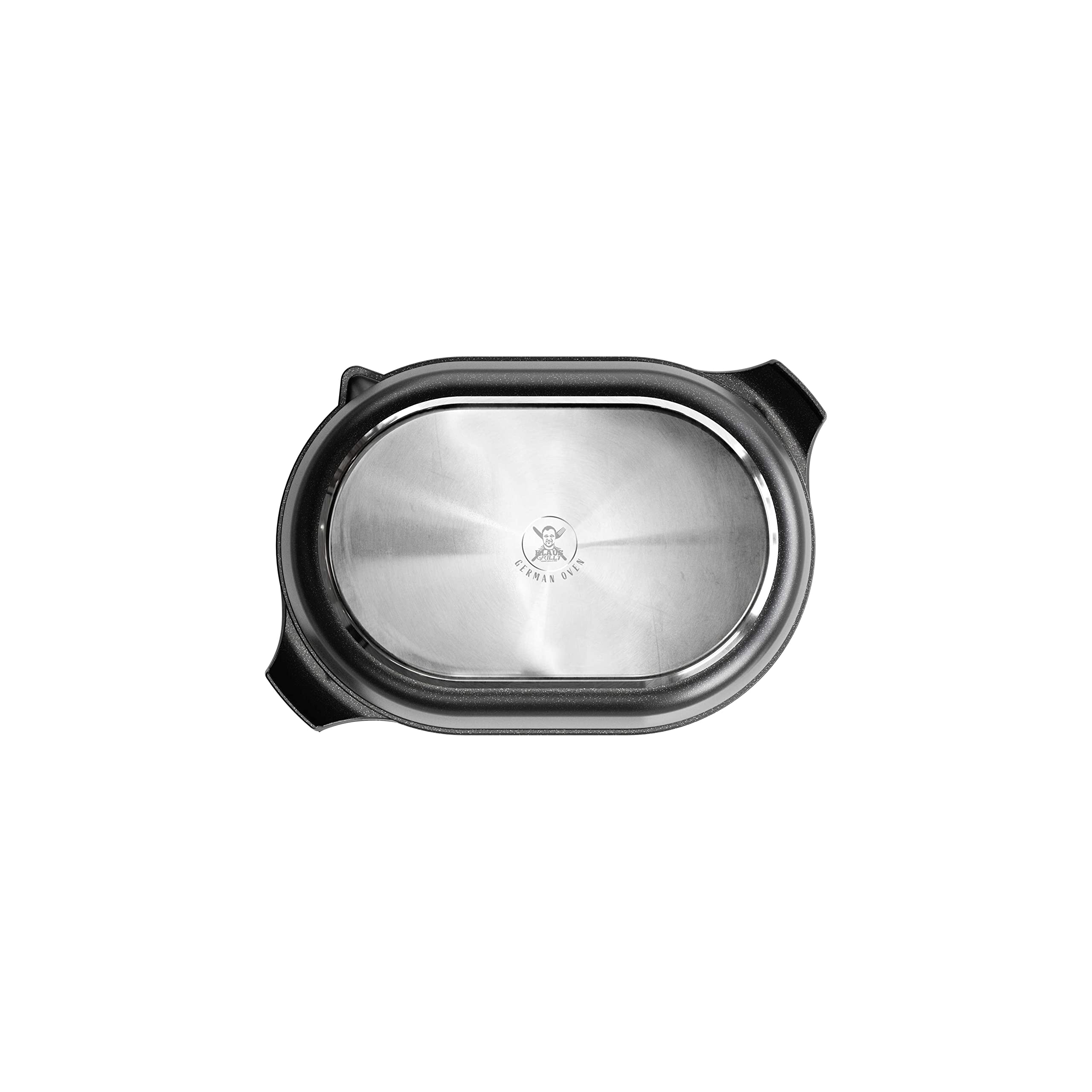 AMT Gastroguss Klaus grillt German Set, duża wersja, 42 x 28 cm, Oven brytfanna/German Oven żeliwna pokrywka z dnem do grillowania, odlew aluminiowy, Lotan® uszlachetnienie