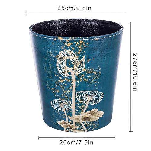 Miniatura 8 de Cubo de basura de piel sintética de 10 litros2.64 galones, impermeable, decorativo, cesta de papel para el hogar, oficina, baño, Lotus