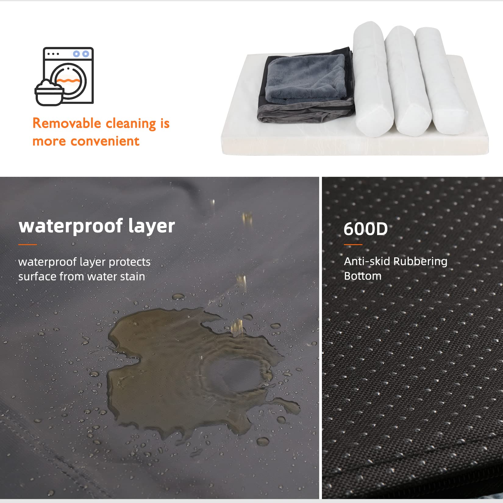 BingoPaw Cama Perro Grande Ortopedica 100x75x8 cm con Bordes y Funda Impermeable Lavable Desenfundable y Espuma Viscoelastica Cama de Perro Antiestres para Invierno Colchon Colchoneta Sofa Perro
