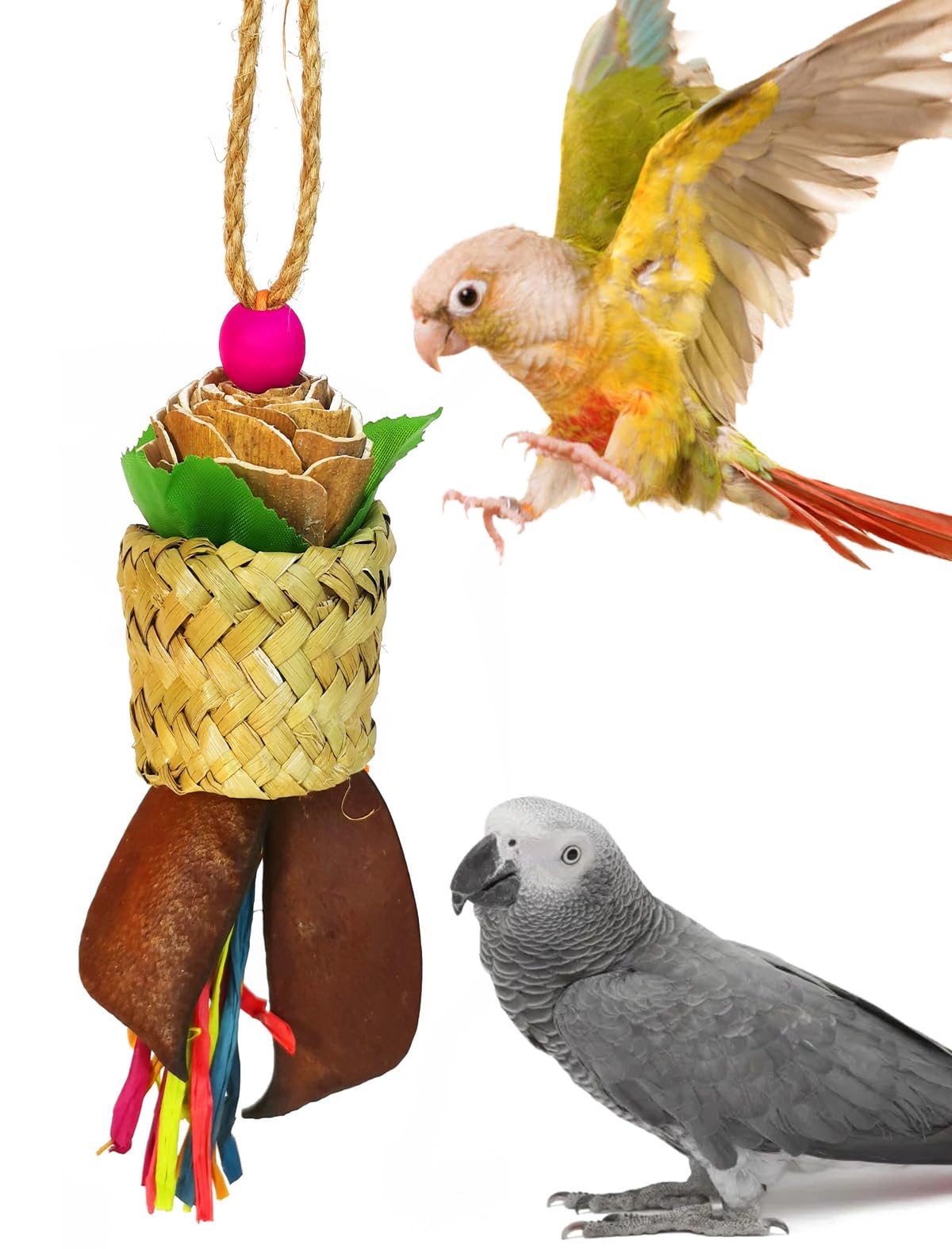 Hyamass Bird Toys, Parrot Toys Natural Palm Frond Bird Chew Toys for Small and Medium-Sized Parakeet,Cockatiel,Conures,Lovebirds Macaws,African Grey,