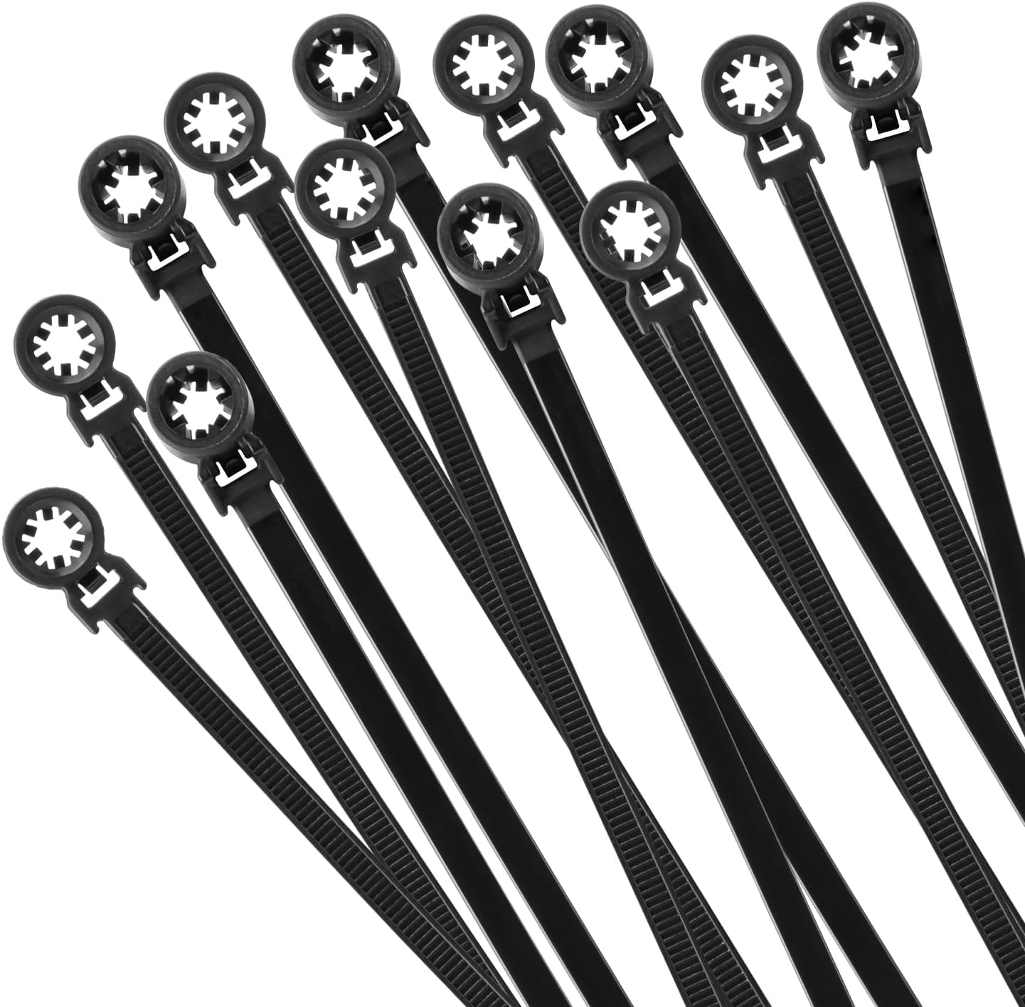 XINGO 100PCS Car Nylon Cable Tie,Black Car Zip Wraps, Self-Locking Cord Zipties for Organizing Home Office Data Centers Garage Workshop (6 inch(M6 Mounts))
