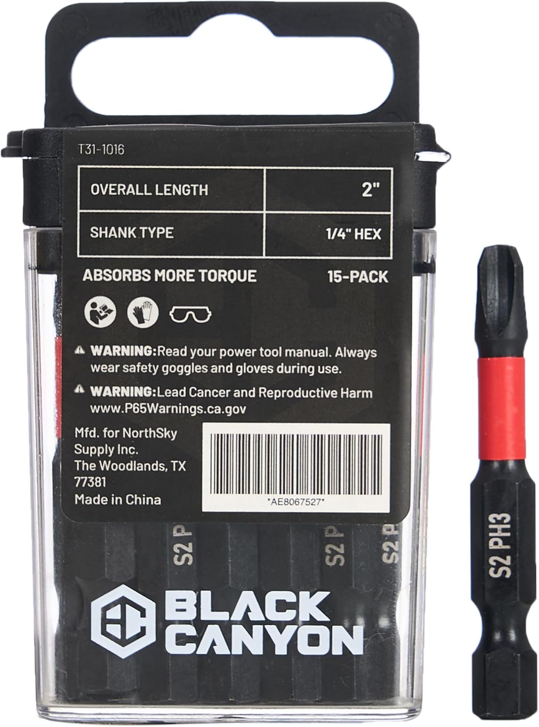 Impact Screwdriver Bits PH3-15 Pack, 1/4" Hex Shank S2 Steel, Magnetic Tip, Black Phosphate Corrosion Resistance for Impact Drills