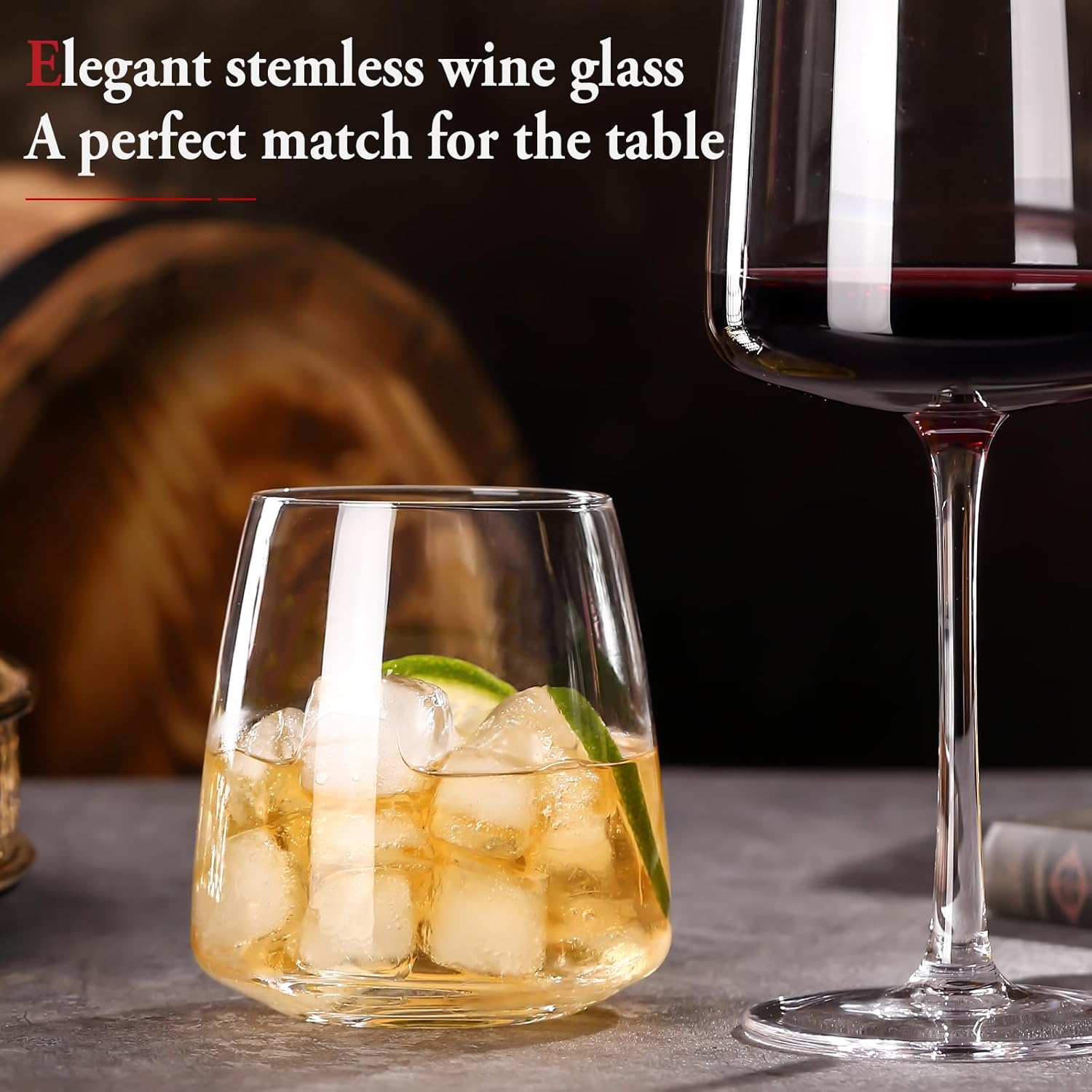 Stemless Wine Glasses Set of 4-14.5oz Hand Blown Heavy Red White Wine Glasses Unique gifts for him/her wedding, birthday, Mother's/father's day, anniversary - Image 2