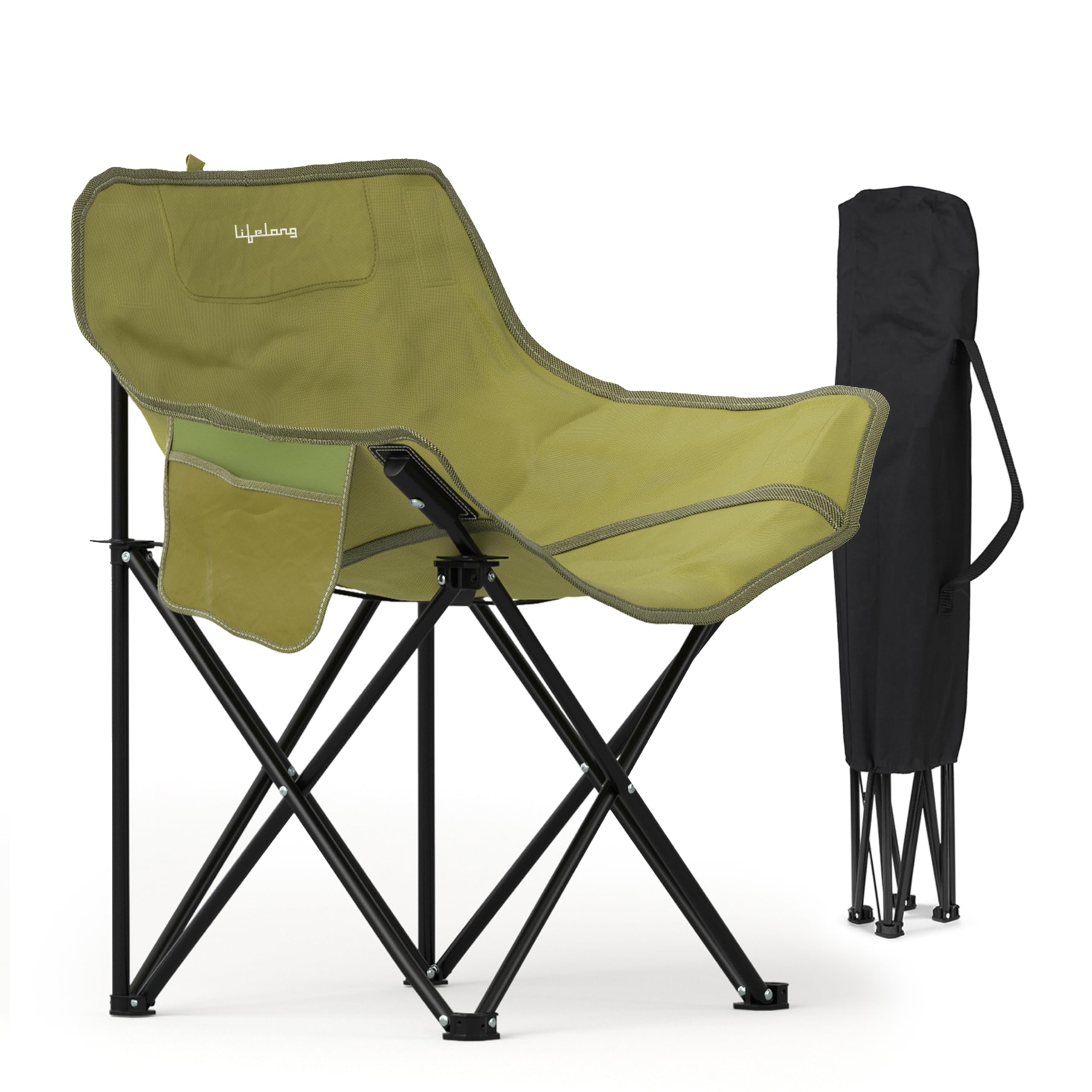 Lifelong Foldable Camping Chair | Lightweight & Durable Oxford Cloth | Compact Design | Side Pockets | Portable Folding Chair for Home, Indoor & Outdoor – Traveling, Hiking, Fishing, Picnics & Beach
