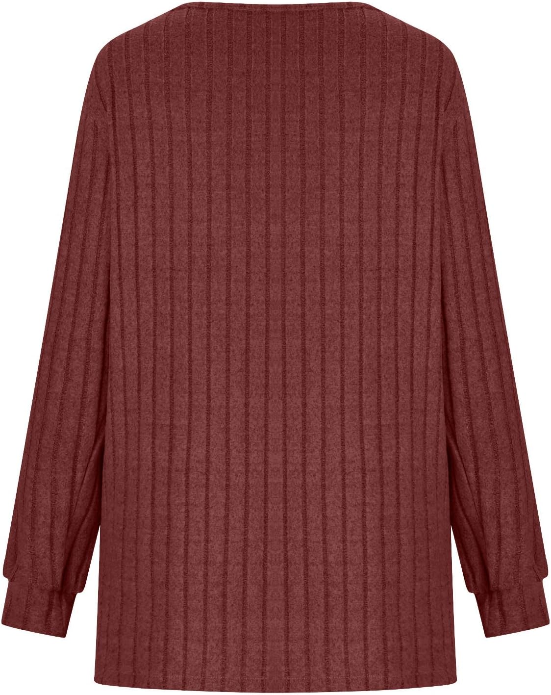 Womens Top Henley Crewneck Ribbed Soft Long Sleeve Button Shirts Fall Fashion Solid Color Clothes Casual Basic Tee