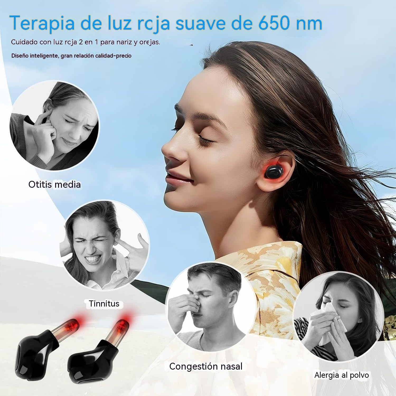 Tapones para los oídos con láser de 650 nm Dispositivo de ayuda para el tinnitus