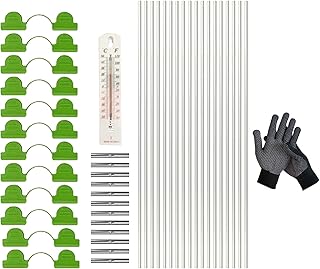 Row Cover Hoop | Rust-Free Fiberglass Frame - 1.4 Ft Long Plant Cover Hoop with Temperature Gauge and Gloves - for Raised Bed Row Netting Strawberry