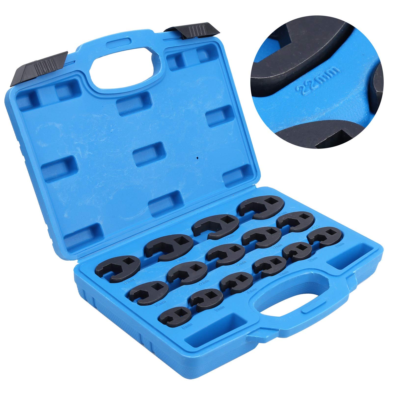 Set di Chiavi per Dadi Svasati da 15 Pezzi Durevole Chiave Aperta in Acciaio Al Cromo-molibdeno per Spazi Ristretti Compatibilità unità 8-24mm