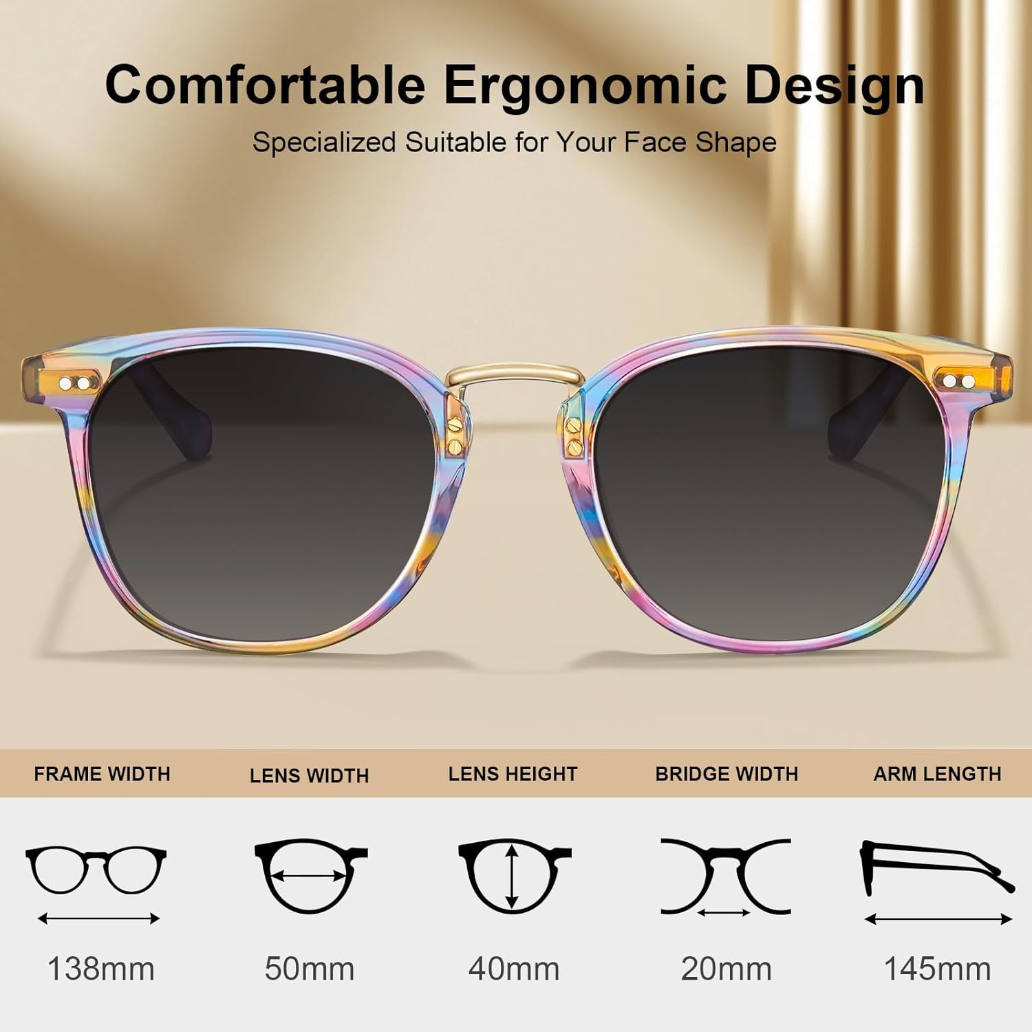 CARFIA Round Acetate Small Face Polarized Sunglasses for Women Fashion Retro Metal Bridge Shades CA5015