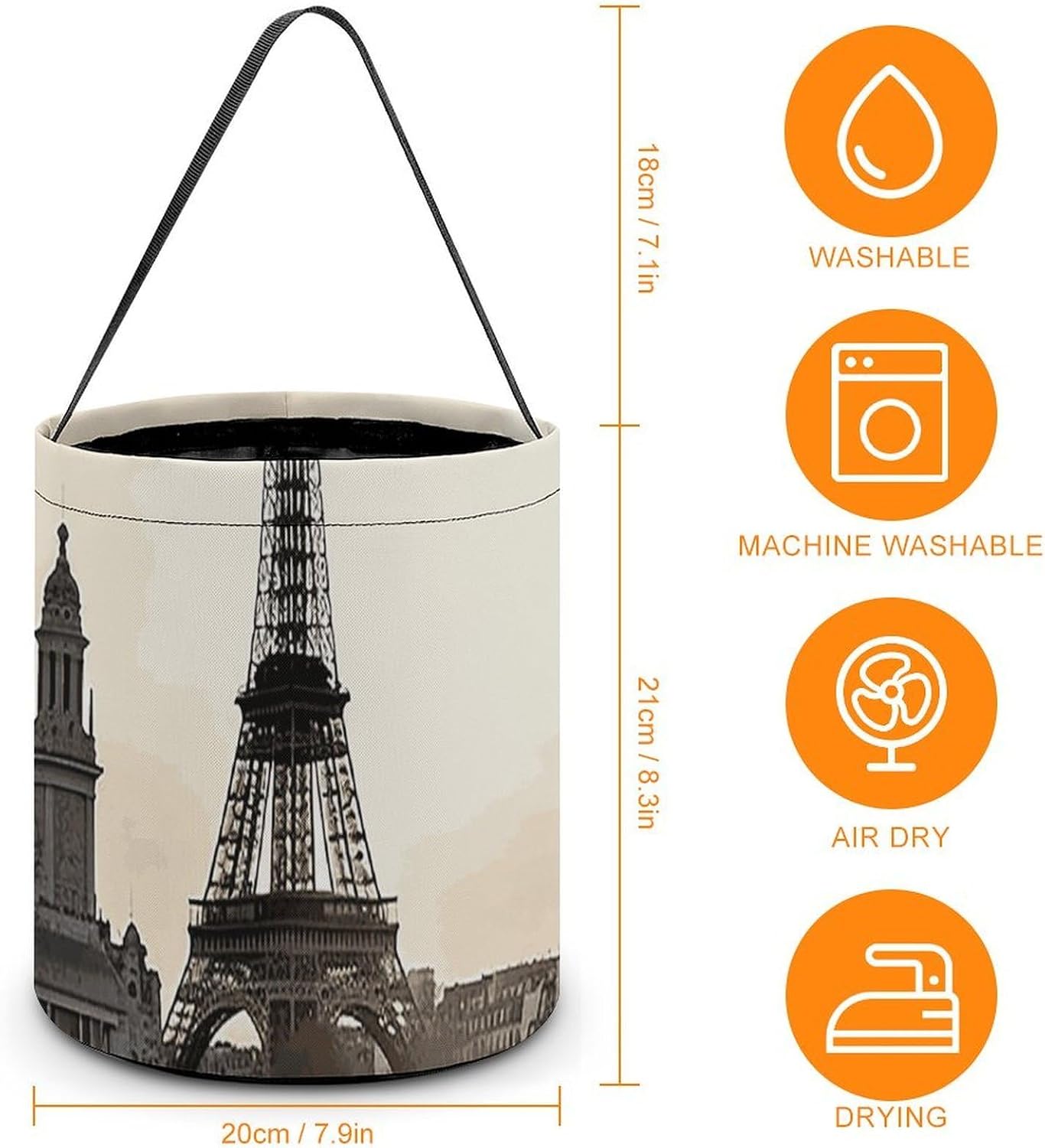 Reusable Halloween Travel Paris Candy Bucket with Handle image 2