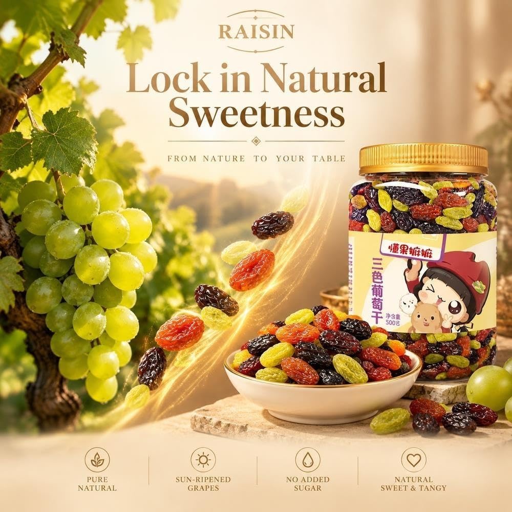 Pasas Tricolor Sin Semillas Tarro 500g