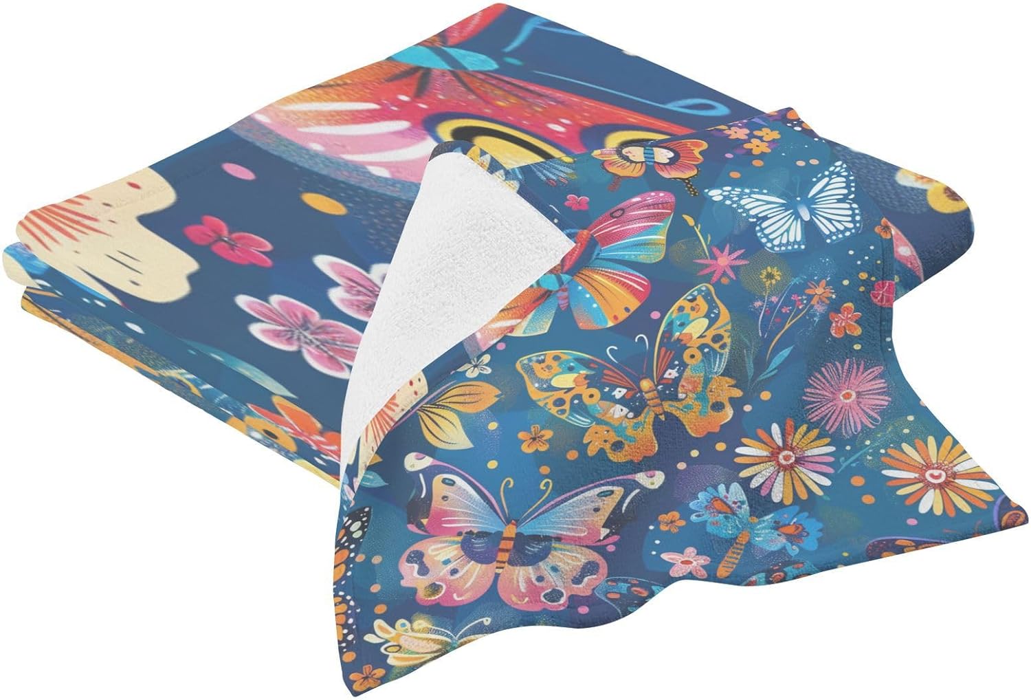 Hand Towels Premium Soft and Highly Absorbent Colorful Butterflies 2 Pcs Towels for Bathroom Set 100% Cotton Decorative Face Towels