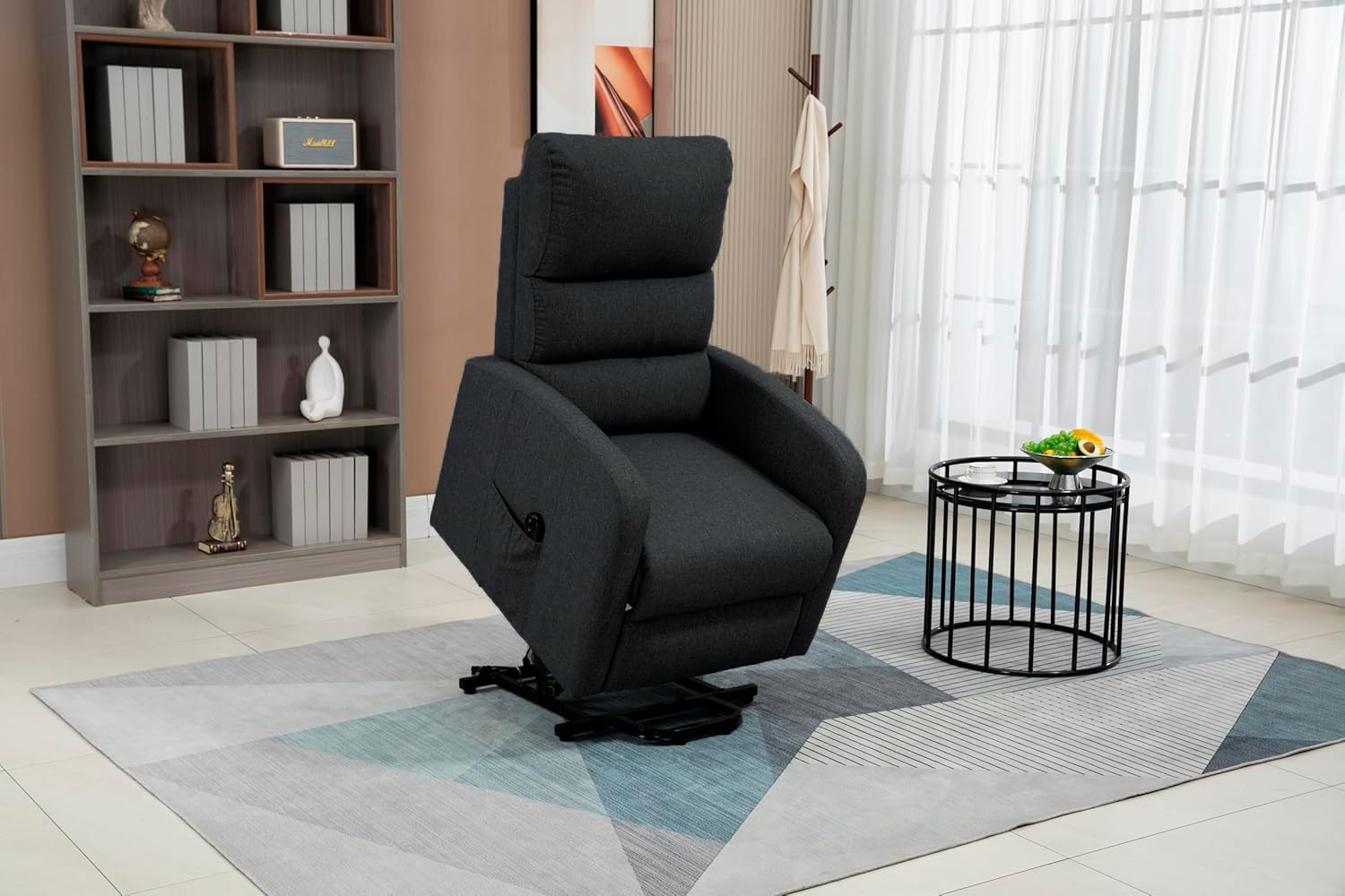 DUPI Sillón Relax Eléctrico Masaje Confort | Reclinable Elevable | Levanta Personas con Mando a Distancia | Sillón Eléctrico Reclinable | Tela Poliéster Microfibra | Negro
