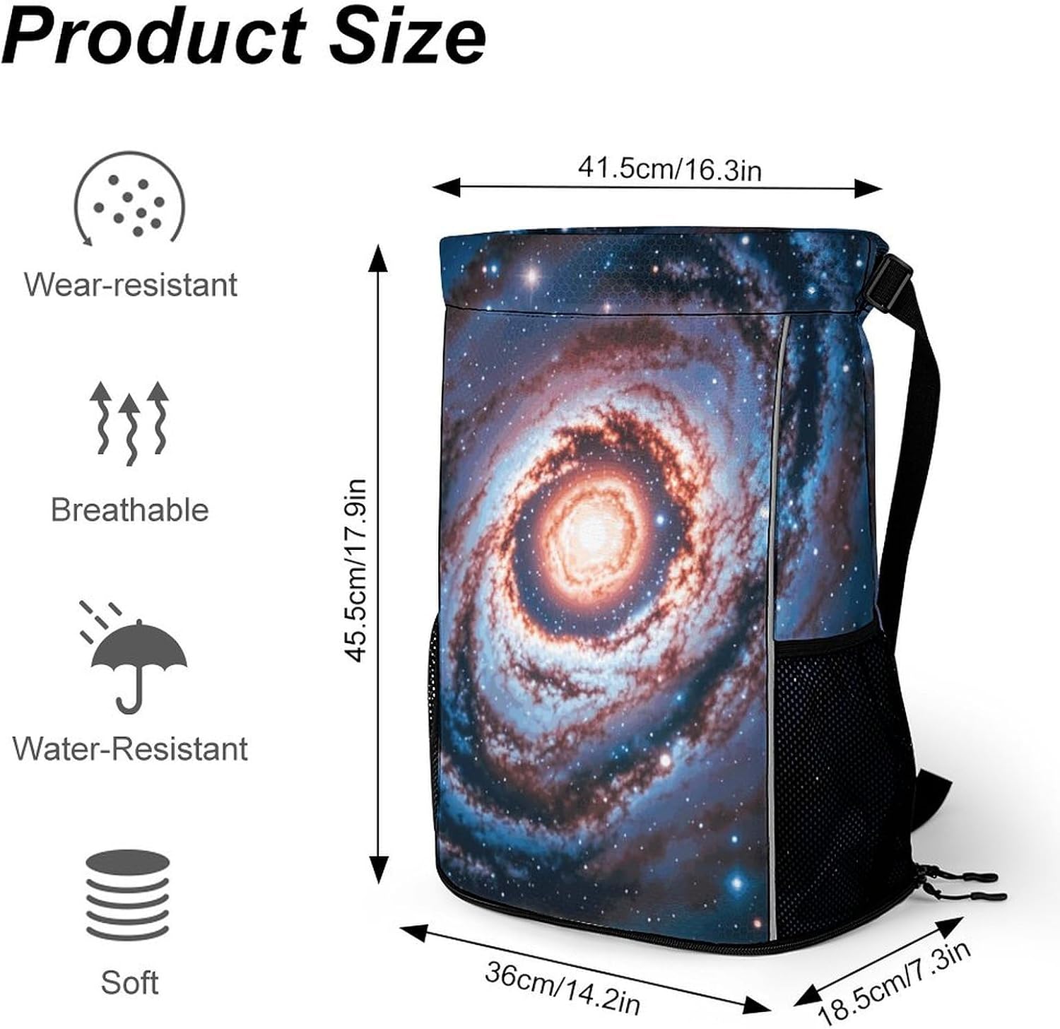 Fitness Drawstring Backpack Waterproof Gym Bag Planet Stars And Galaxy Lightweight Dry And Wet Separation Swim Bag