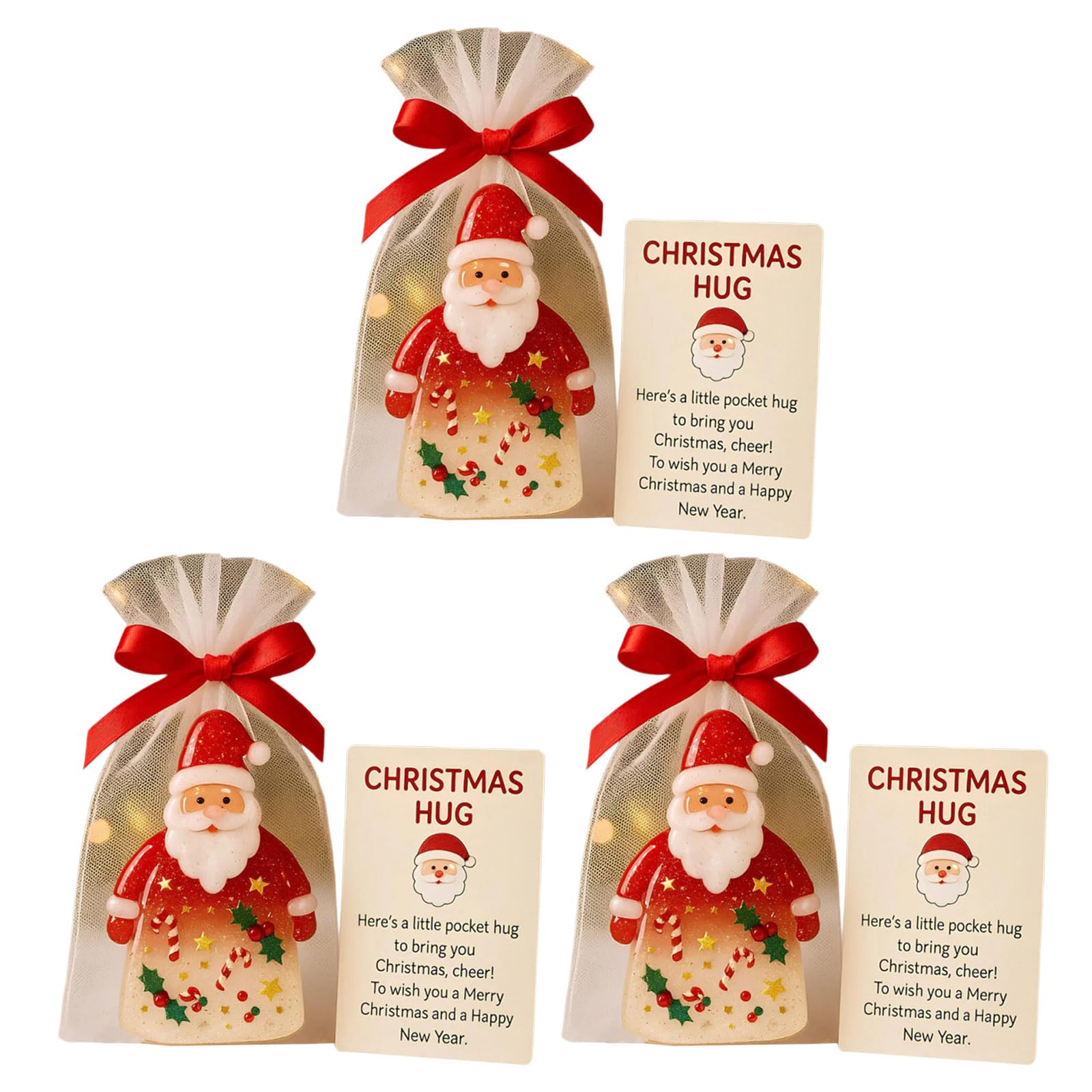 Jazuaiao Santa Pocket Gift Hanging Decoration Acrylic Paper Holiday Craft for Christmas Tree Party Projects Christmas Hanging Ornament