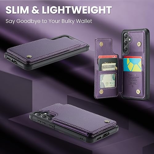 Miniatura 6 de Kowauri Funda para Samsung Galaxy S23 FE, funda de piel sintética para mujeres y hombres con ranura para tarjetas de bloqueo RFID, cierre magnético,