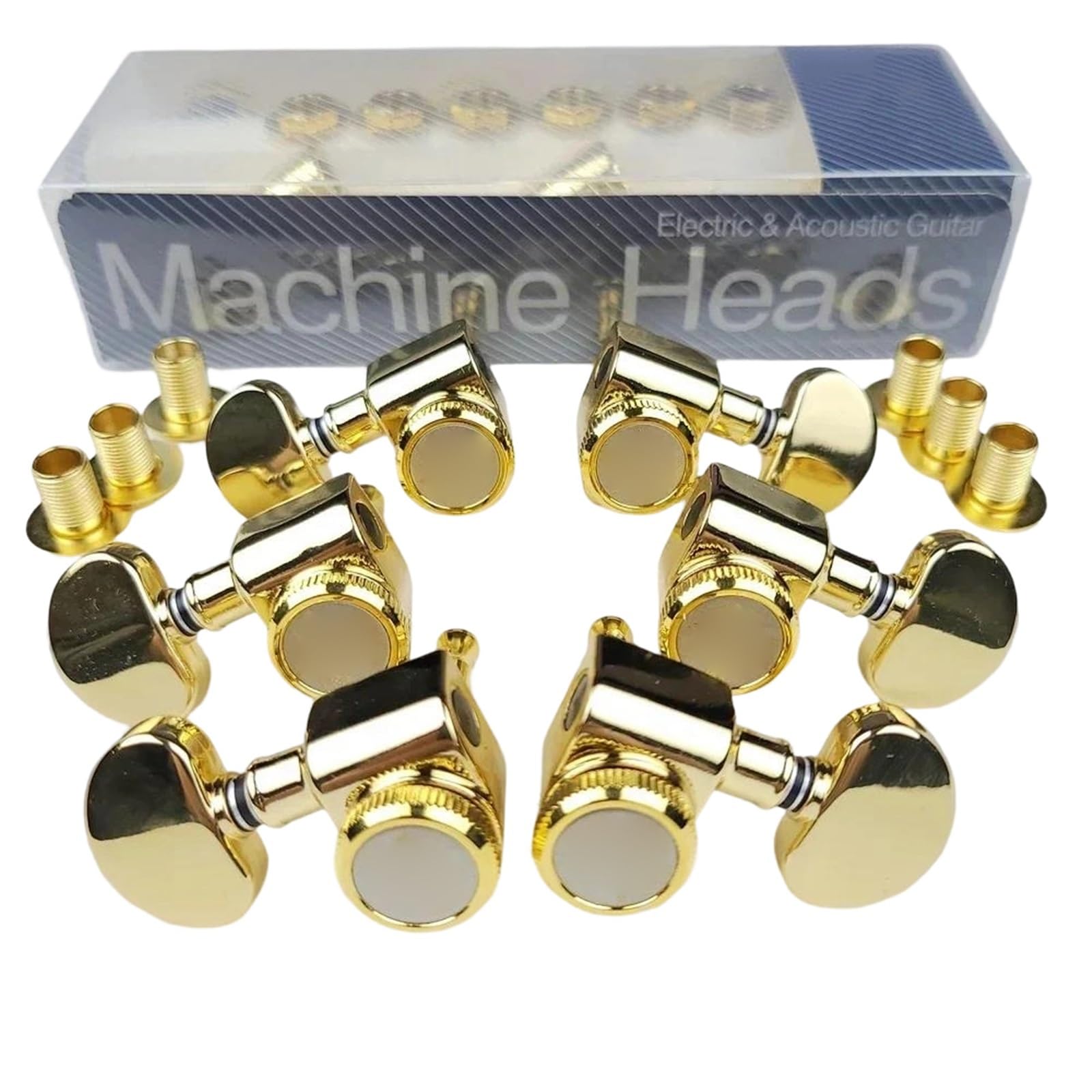 Clavijas De Guitarra Eléctrica Con Bloqueo 3R3L Afinadores Clavijas Afinación Cuerdas Doradas