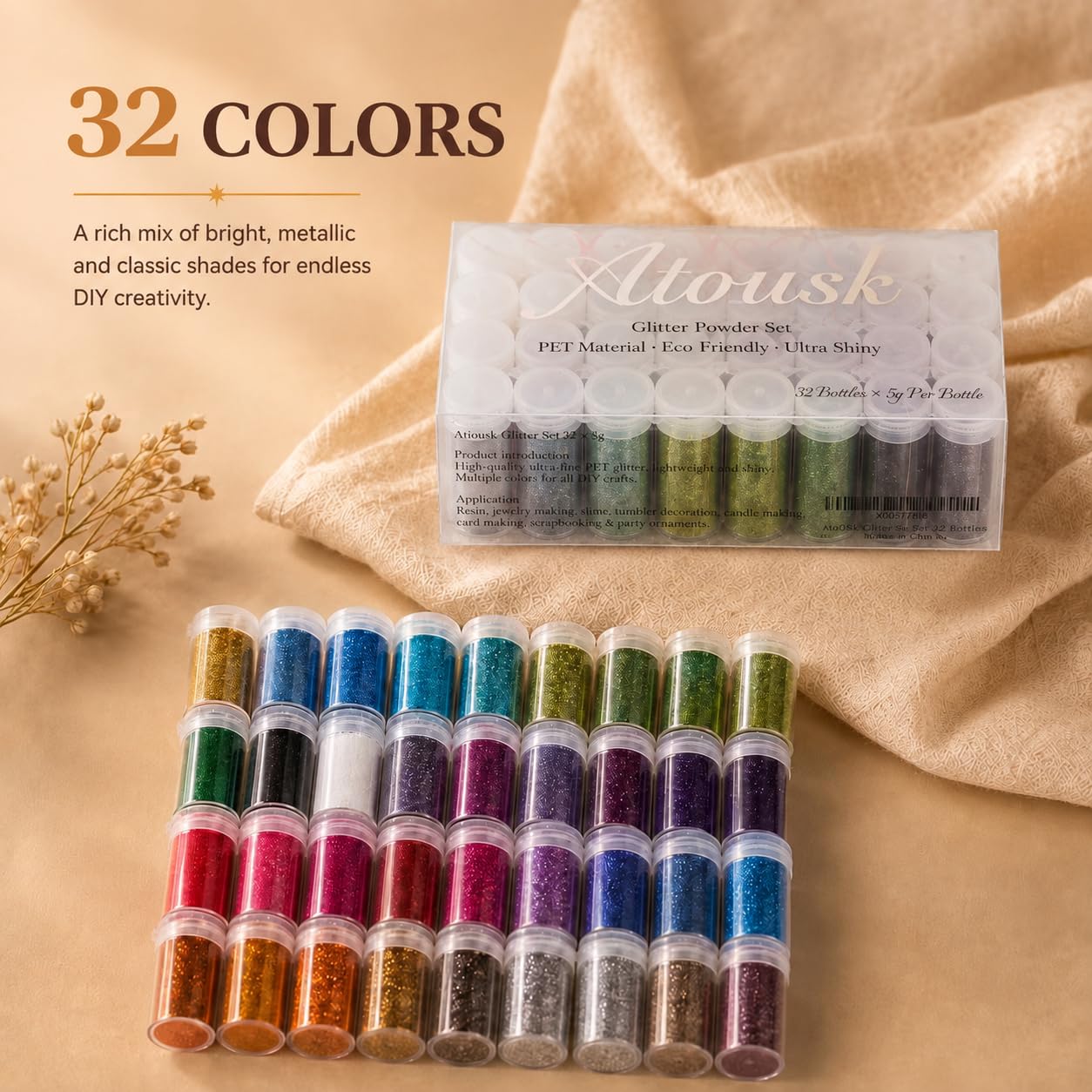 32 Color Craft Glitter Set - Ultra Fine PET -2 32 Color Craft Glitter Set - Ultra Fine PET -2