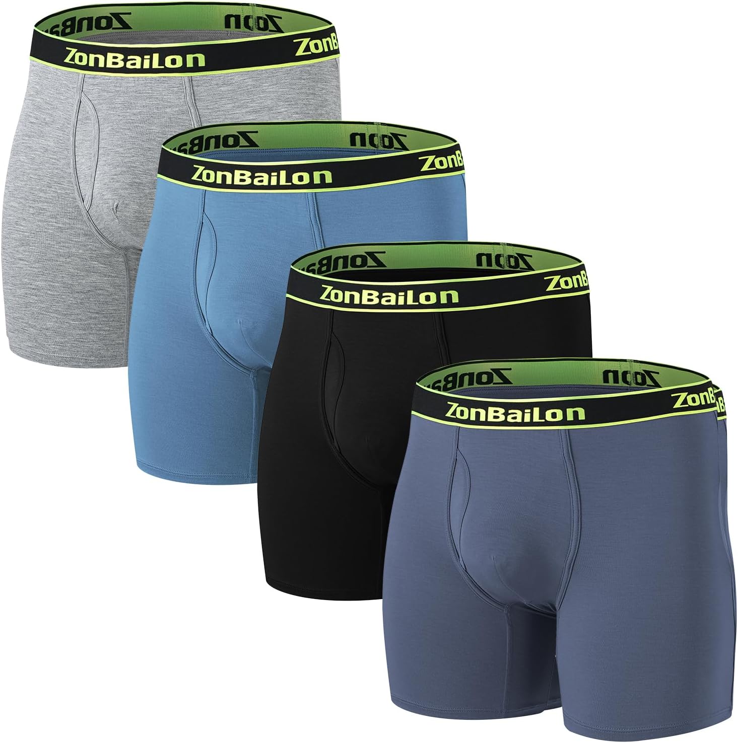 ZONBAILON Mens Underwear Bamboo Viscose Boxer Briefs Multipack with Fly M L XL 2XL 3XL