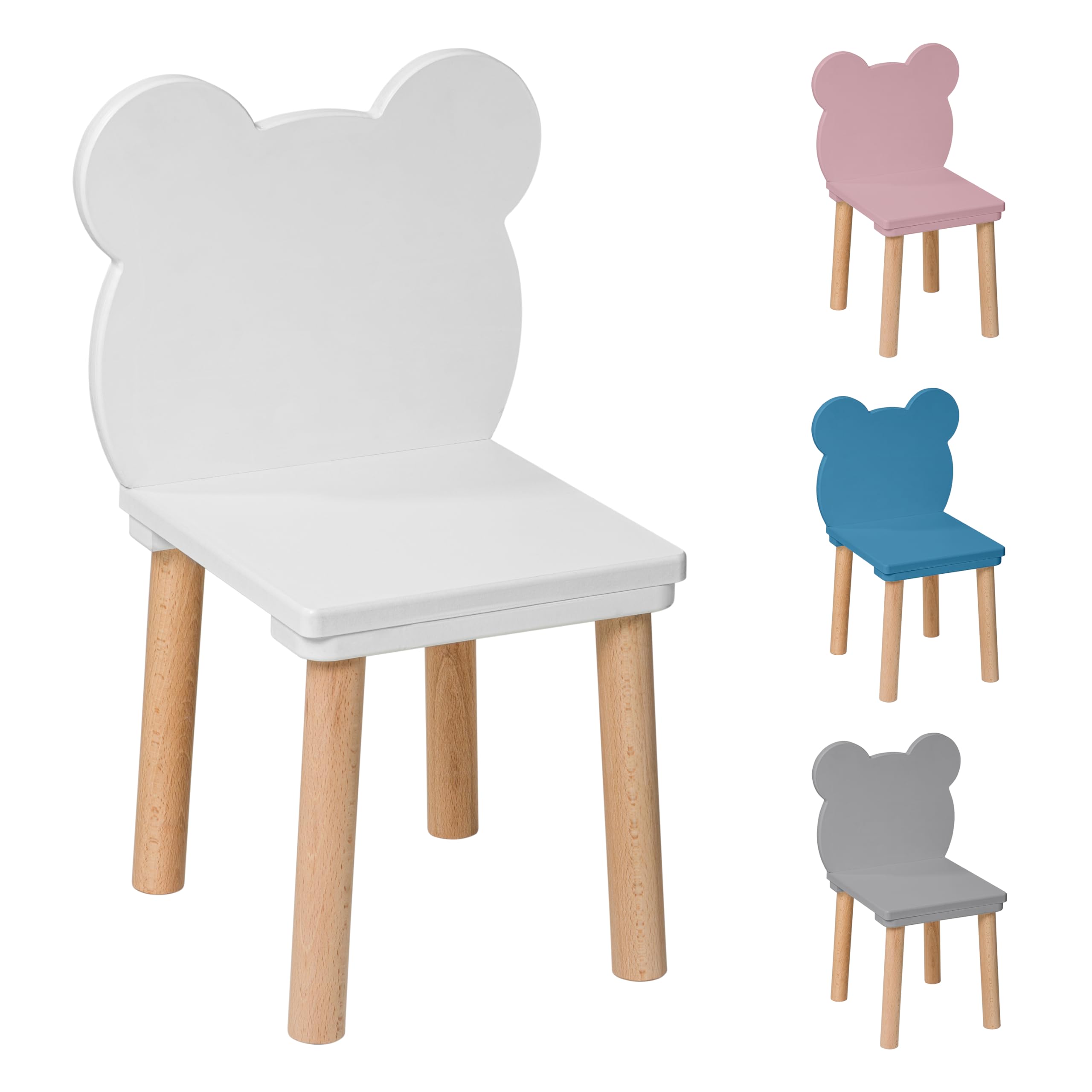 Sedia in legno per bambini con orso rosa Toddler Chair 2-7 anni