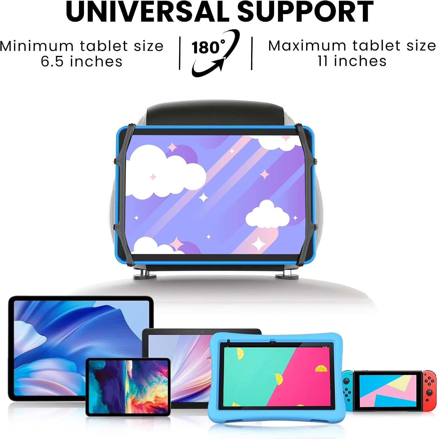 2 x Tablet Holder for Car, Tablet Car Holder, Elastic Headrest Tablet Holder for All Tablets from 6.5 to 11 Inches, Compatible with iPad, Switch and Fire Tablets. image 3
